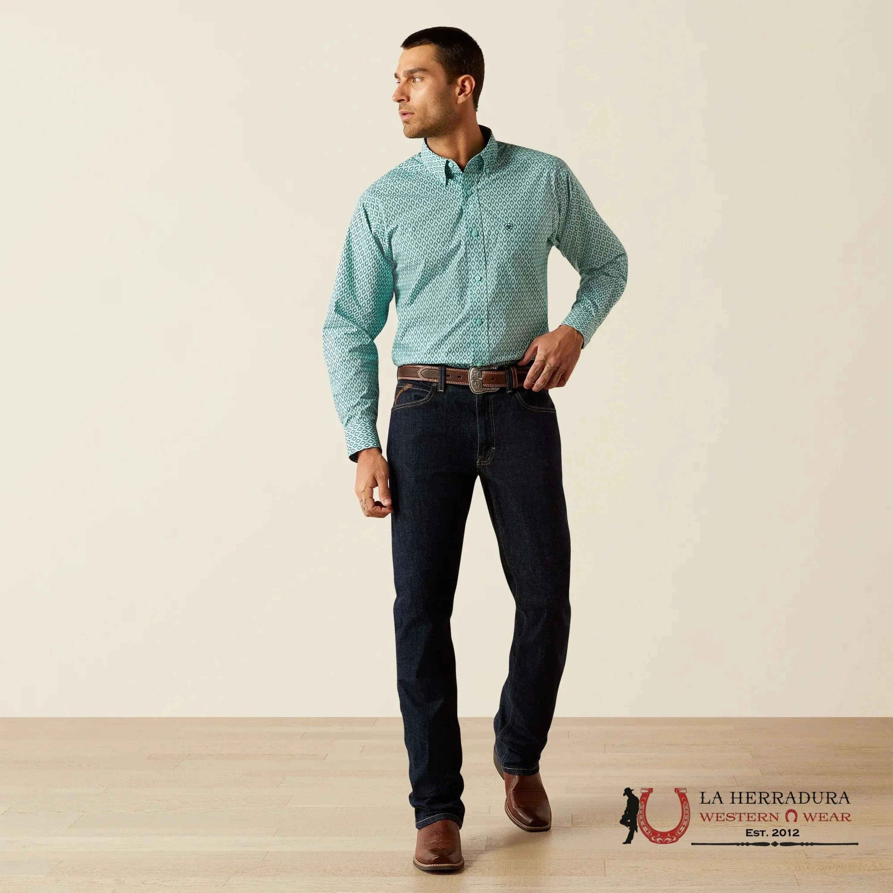 ARIAT TEAM Canyon Long Sleeve Mint Shirt - 4673 ROPA HOMBRES
