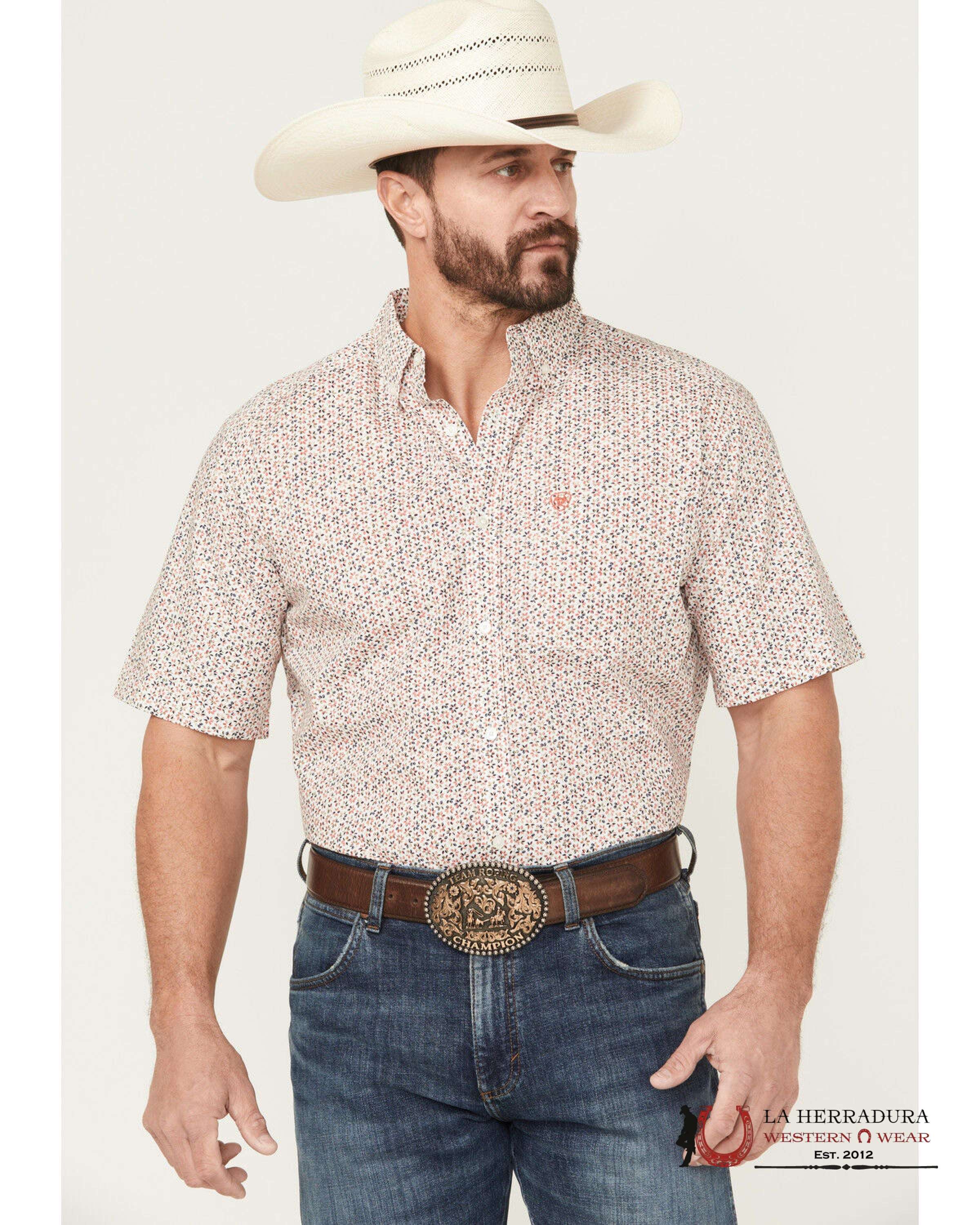 ARIAT TEAM Chapman Short Sleeve Red With Flower Print Shirt - 4815 ROPA HOMBRES