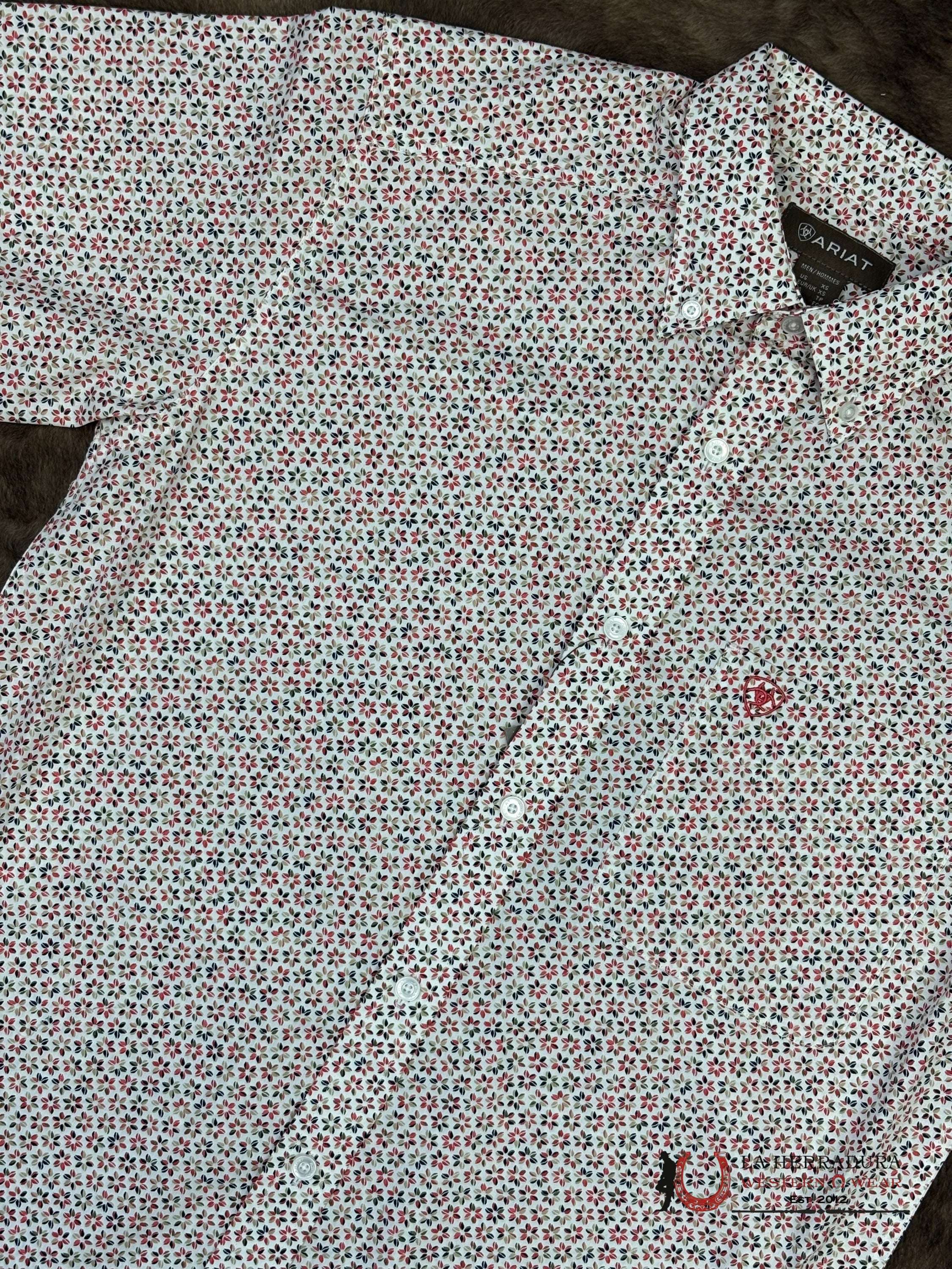 ARIAT TEAM Chapman Short Sleeve Red With Flower Print Shirt - 4815 ROPA HOMBRES