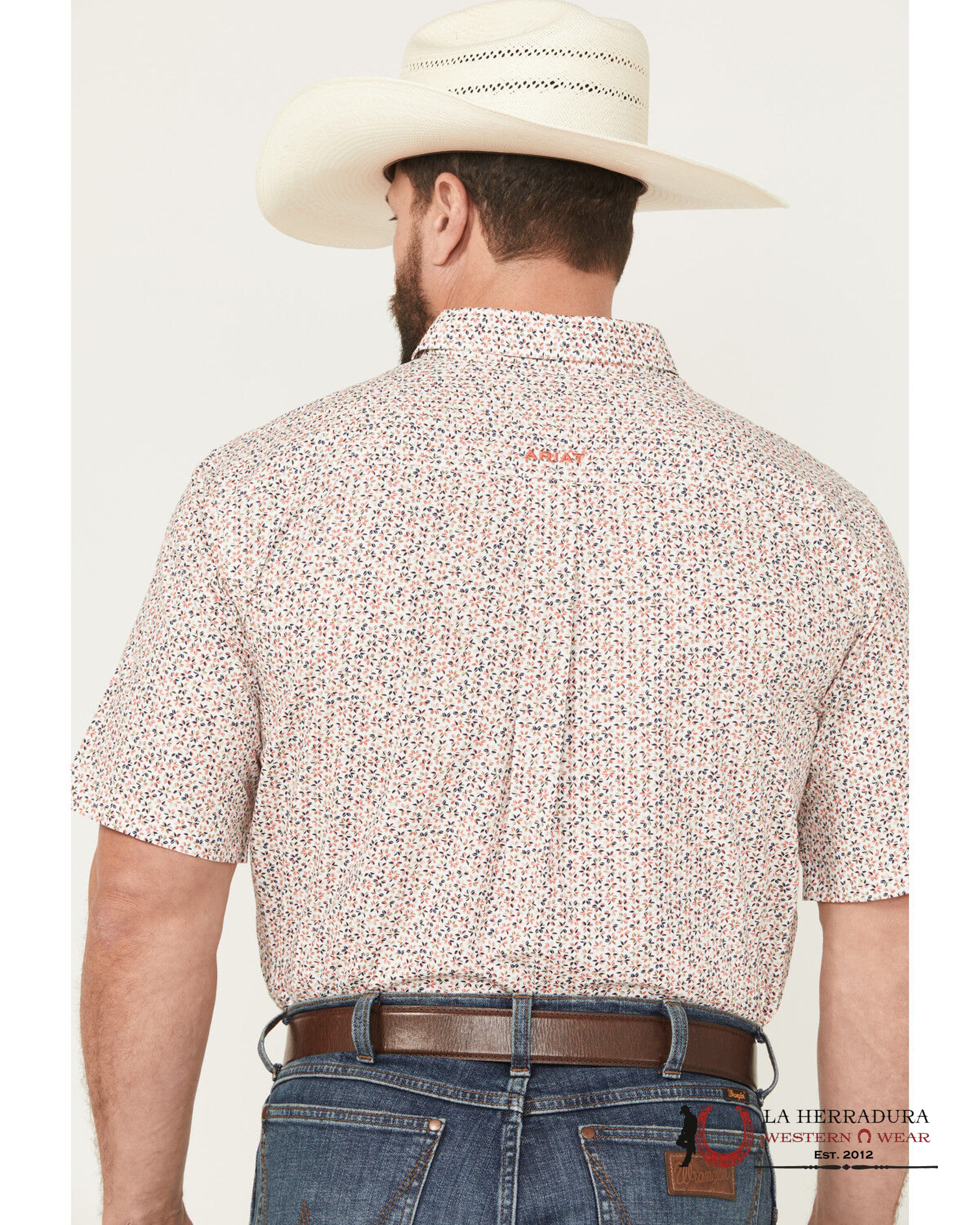 ARIAT TEAM Chapman Short Sleeve Red With Flower Print Shirt - 4815 ROPA HOMBRES