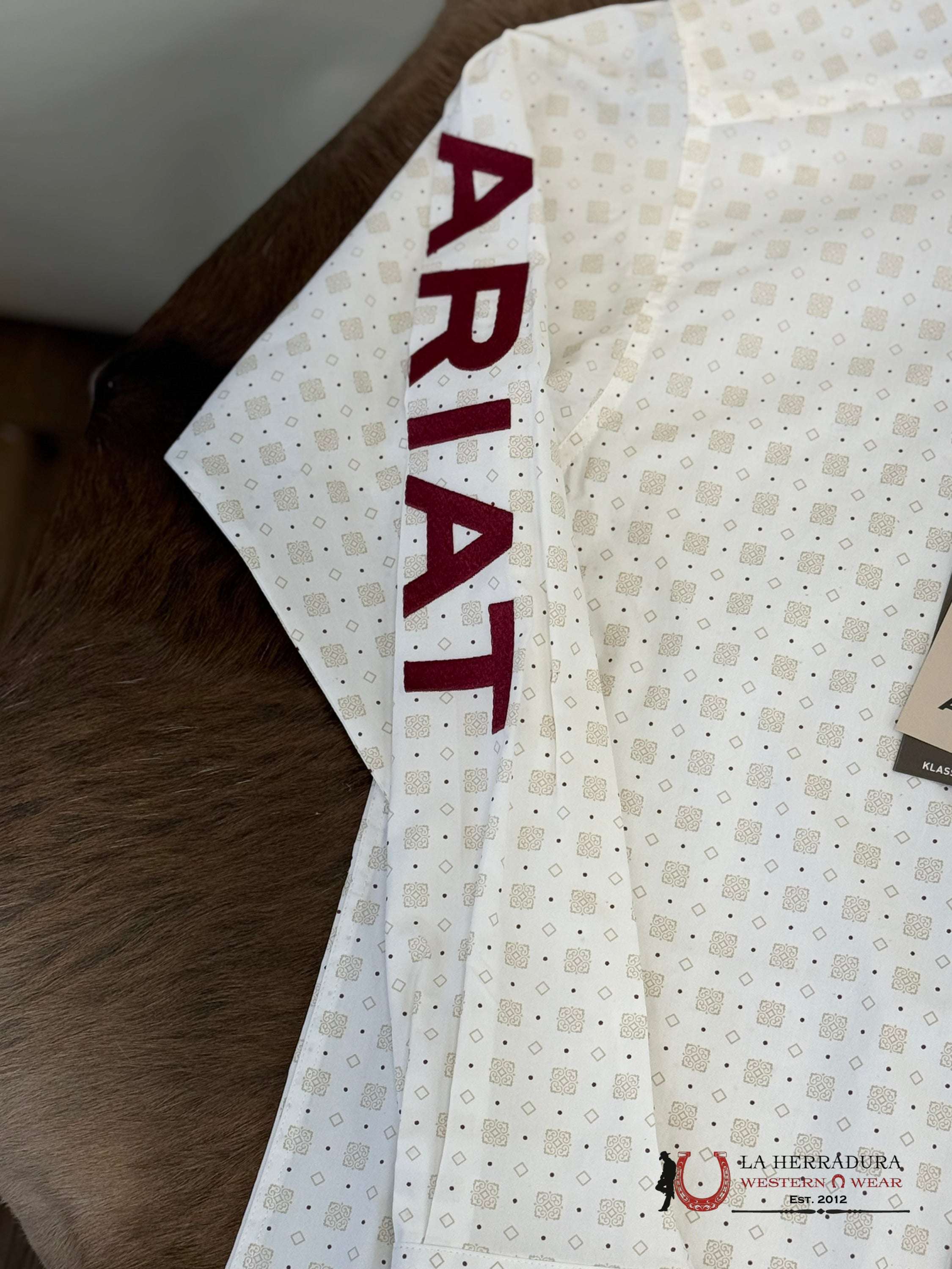 Ariat Team King Long Sleeve Shirt White/Brick - 4639 Ropa Hombres
