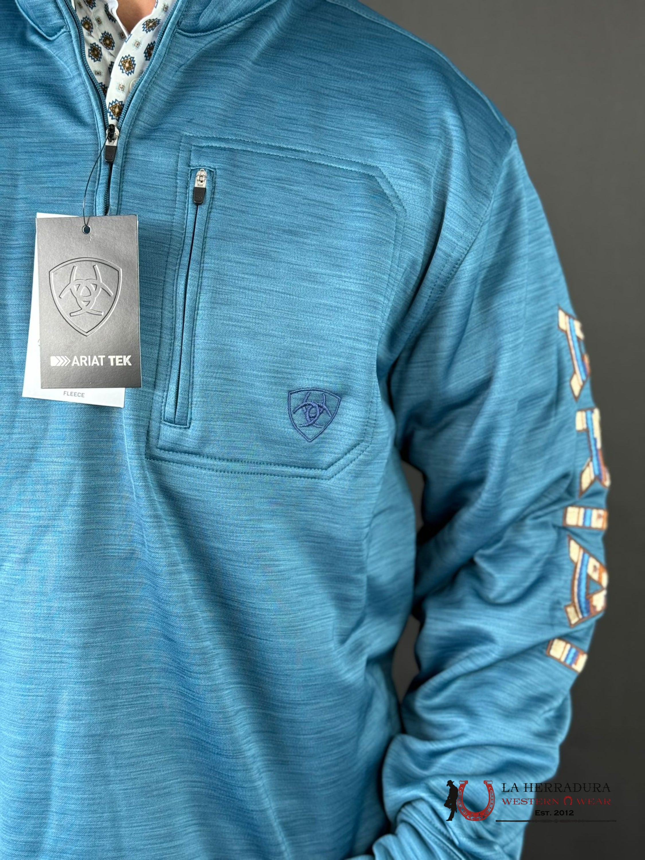 Ariat Team Logo 1/4 Zip Switshirt Mallard Blue - 6712 Ropa Hombres