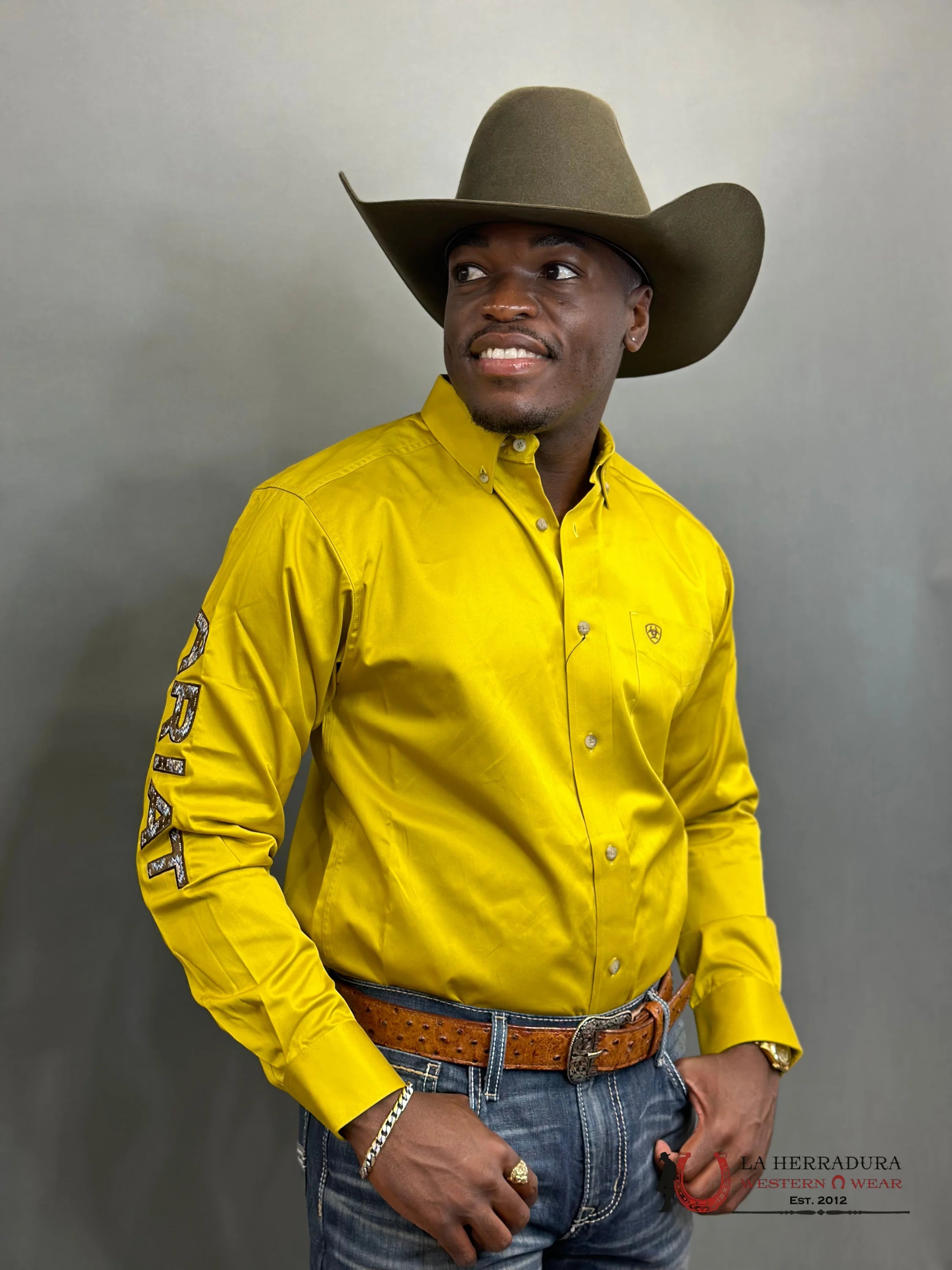 Ariat Team Logo Twill Classic Long Sleeve Antique Moss Shirt Ropa Hombres