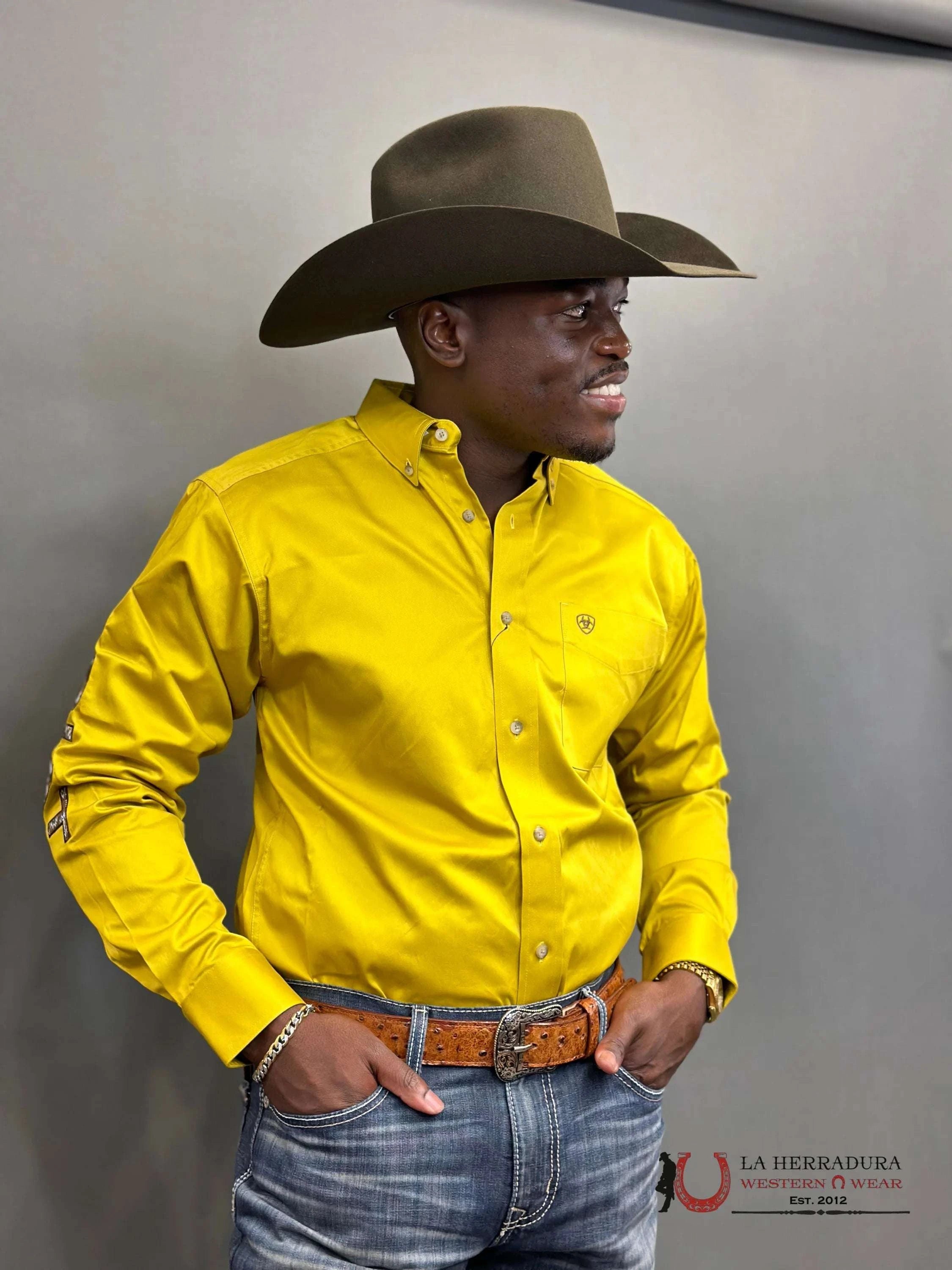 Ariat Team Logo Twill Classic Long Sleeve Antique Moss Shirt Ropa Hombres
