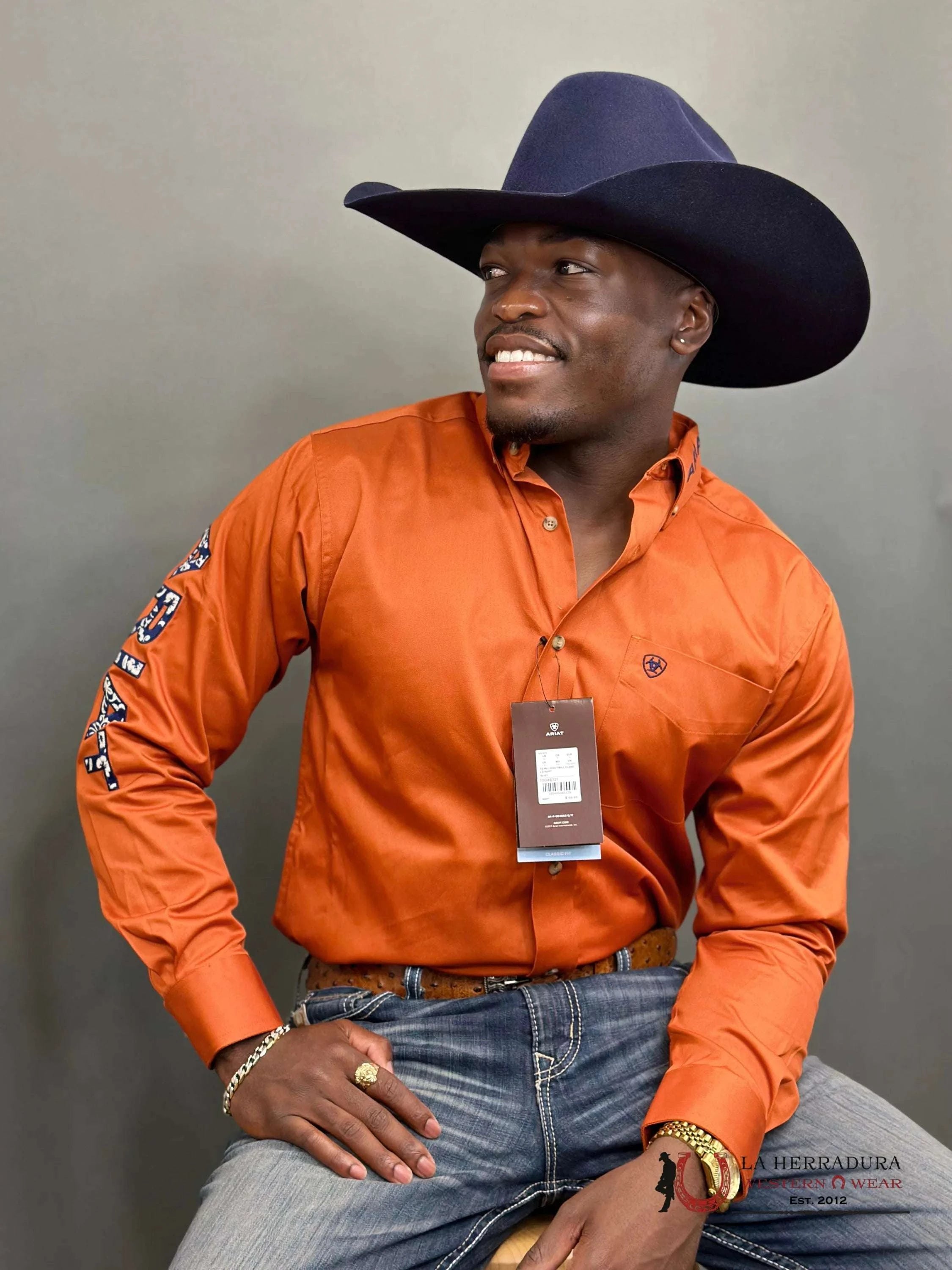 Ariat Team Logo Twill Classic Long Sleeve Rust Shirt Ropa Hombres