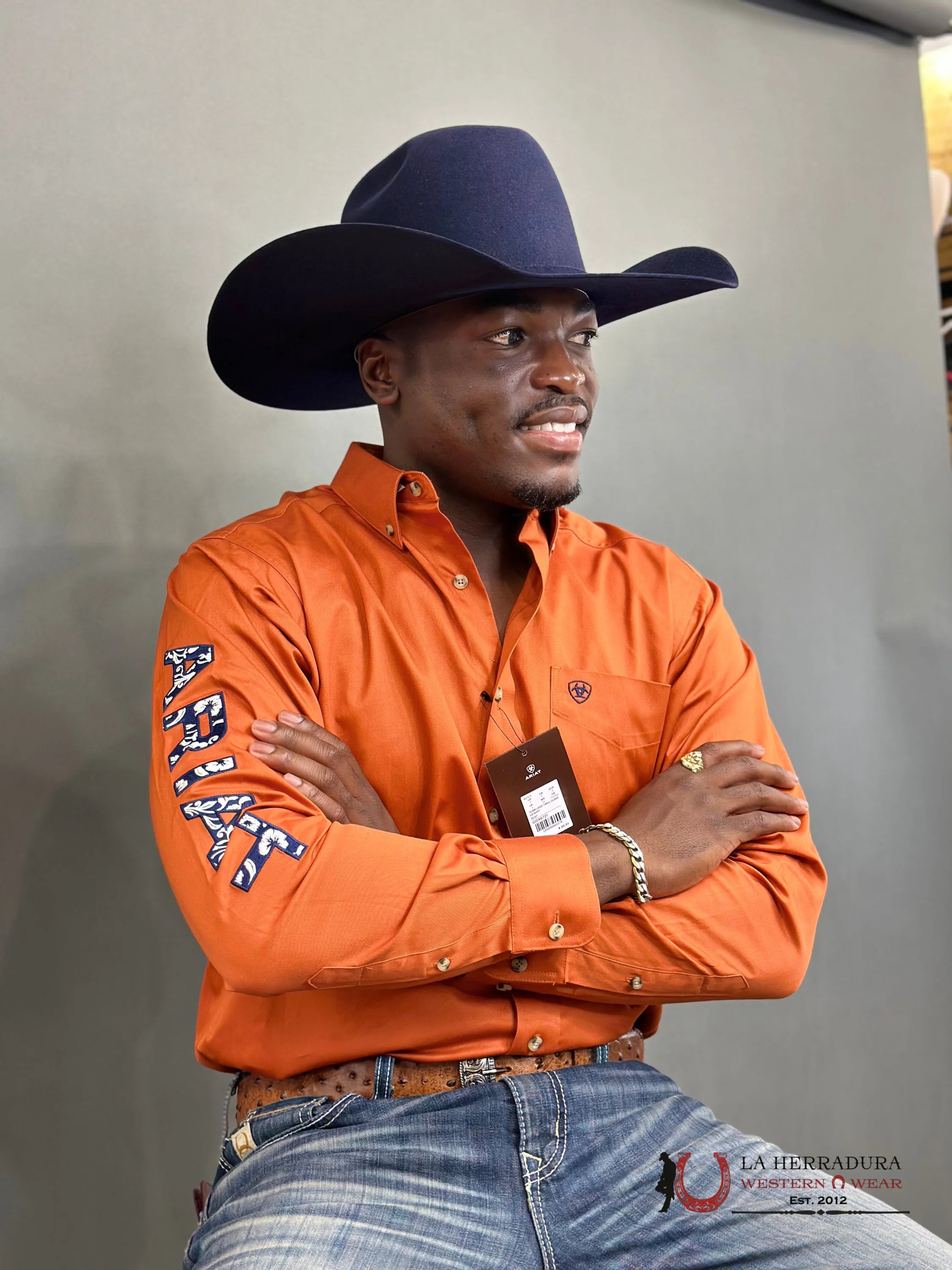 Ariat Team Logo Twill Classic Long Sleeve Rust Shirt Ropa Hombres