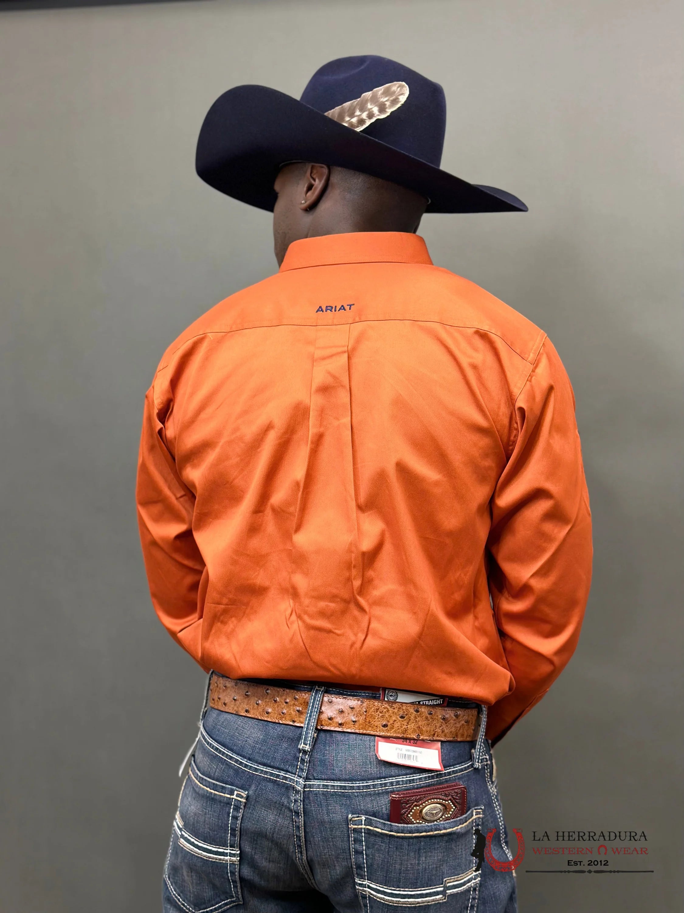 Ariat Team Logo Twill Classic Long Sleeve Rust Shirt Ropa Hombres