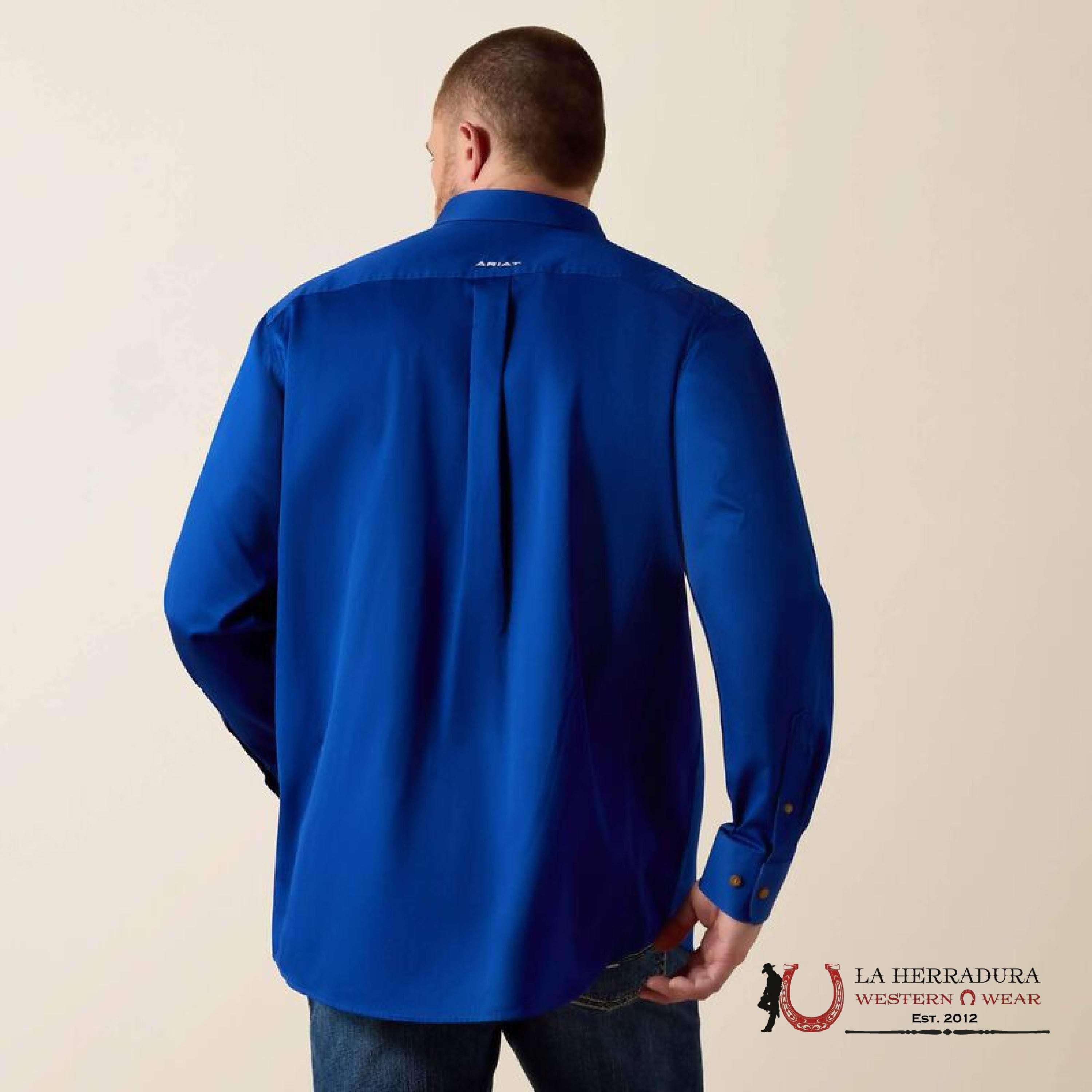 ARIAT TEAM LOGO TWILL FTD LS SHRT ULTRAMARINE/WHITE 10034232 ROPA HOMBRES