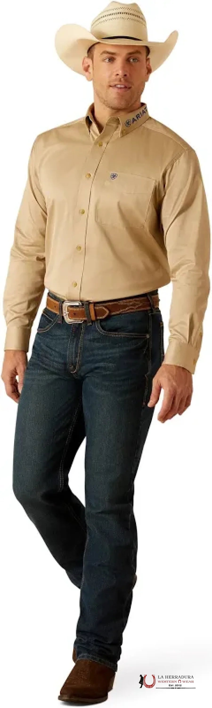 Ariat Team Logo Twill Khaki Long Sleeve Shirt Ropa Hombres