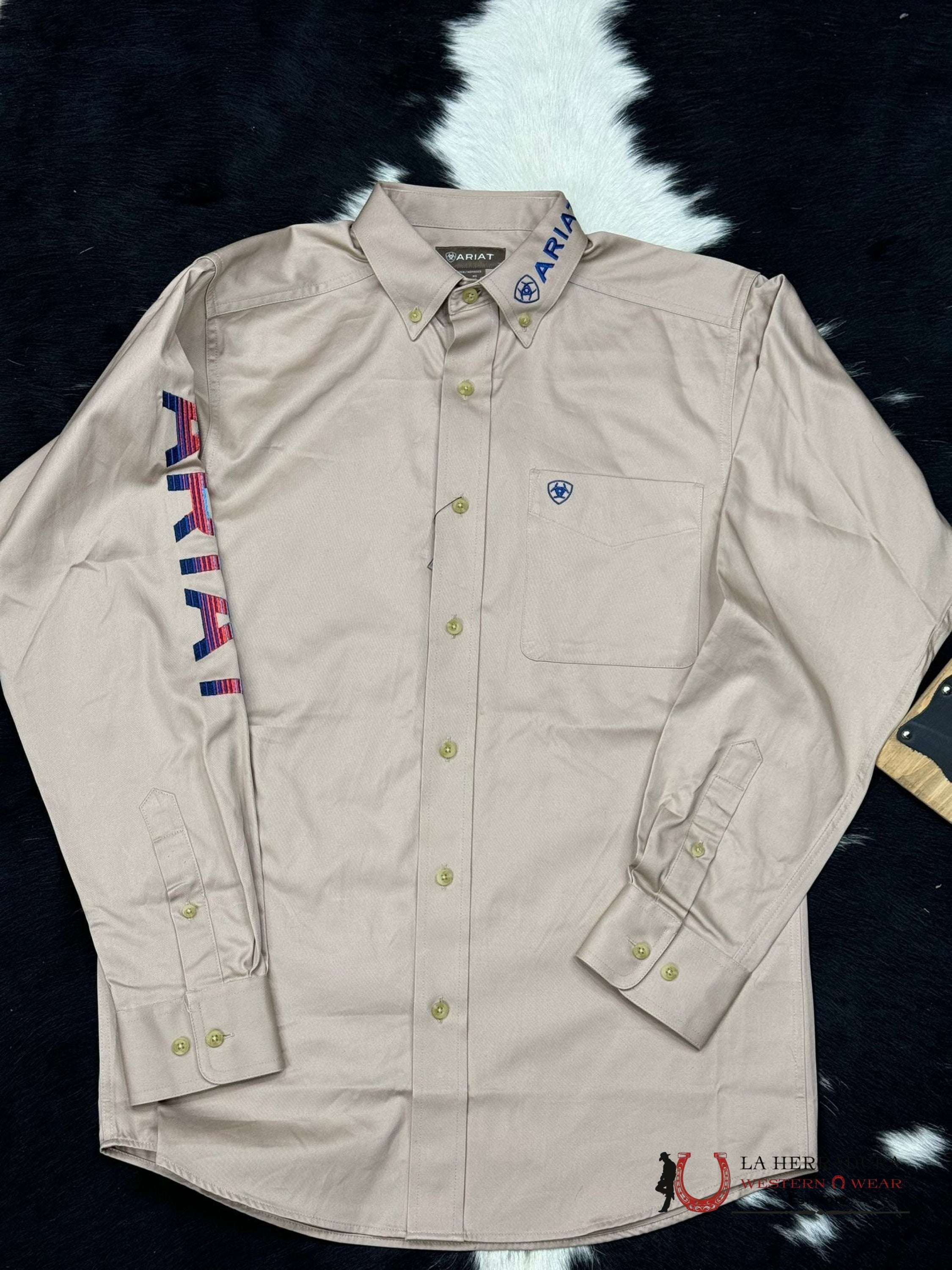 Ariat Team Logo Twill Khaki Long Sleeve Shirt Ropa Hombres