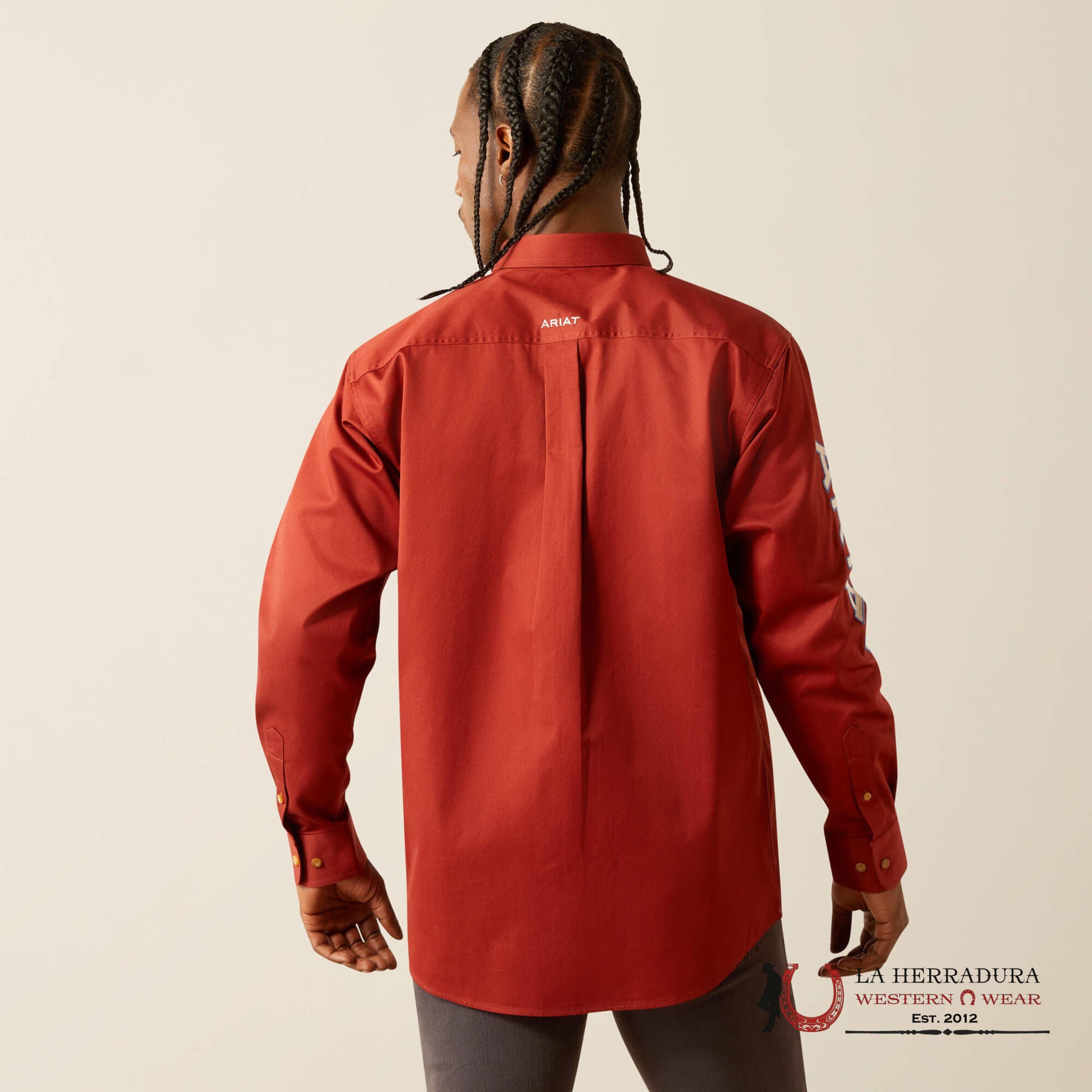 Ariat Team Logo Twill Long Sleeve Dark Red Khaki Ropa Hombres