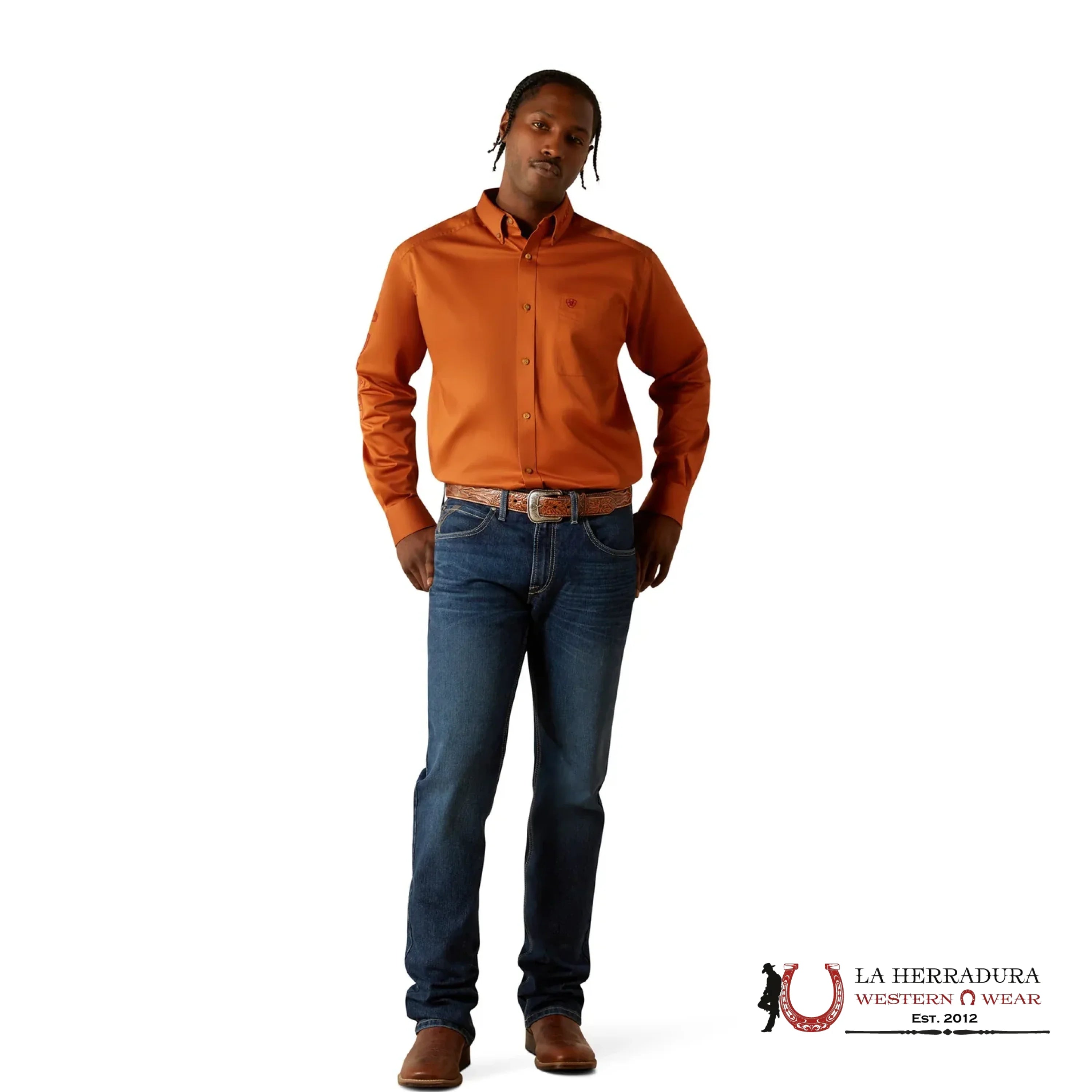 ARIAT TEAM LOGO TWILL LS SHRT ADOBE/BRICK CLASSIC FIT 10062606 ROPA HOMBRES