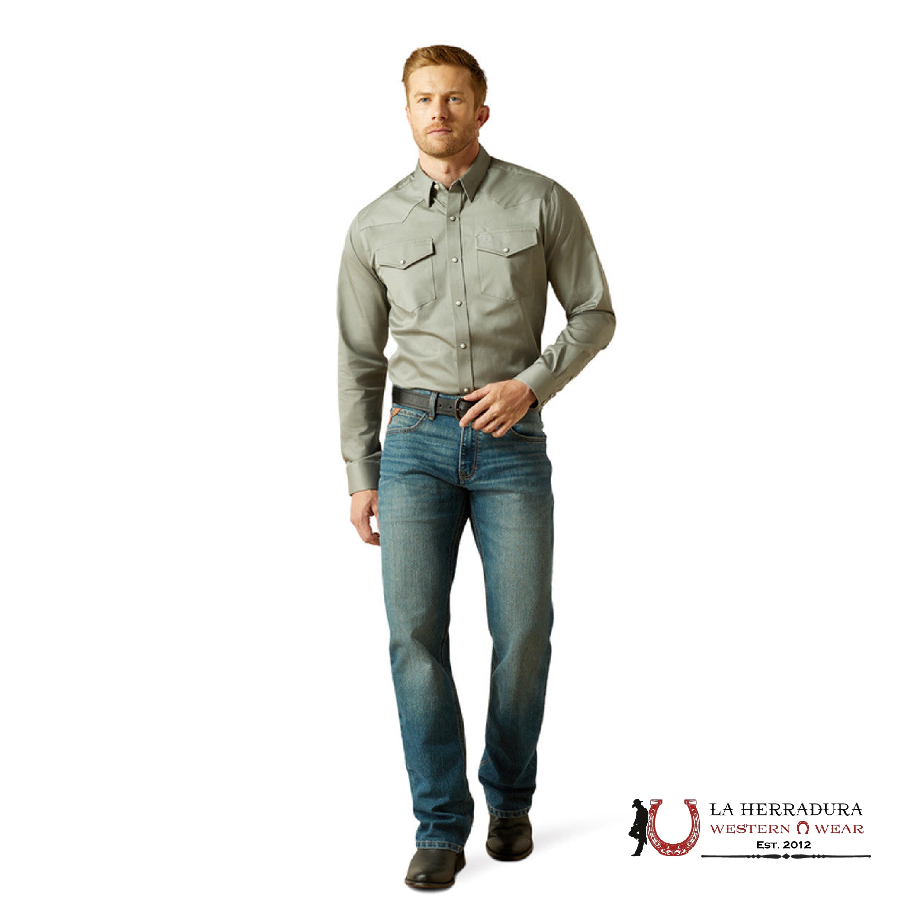 ARIAT TEAM LOGO TWILL LS SHRT GREY CLASSIC FIT 10062247 ROPA HOMBRES