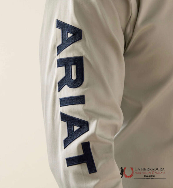 CAMISA DE SARGA DE MANGA LARGA CON LOGO DE EQUIPO ARIAT PLATEADO/AZUL MARINO - 10059133