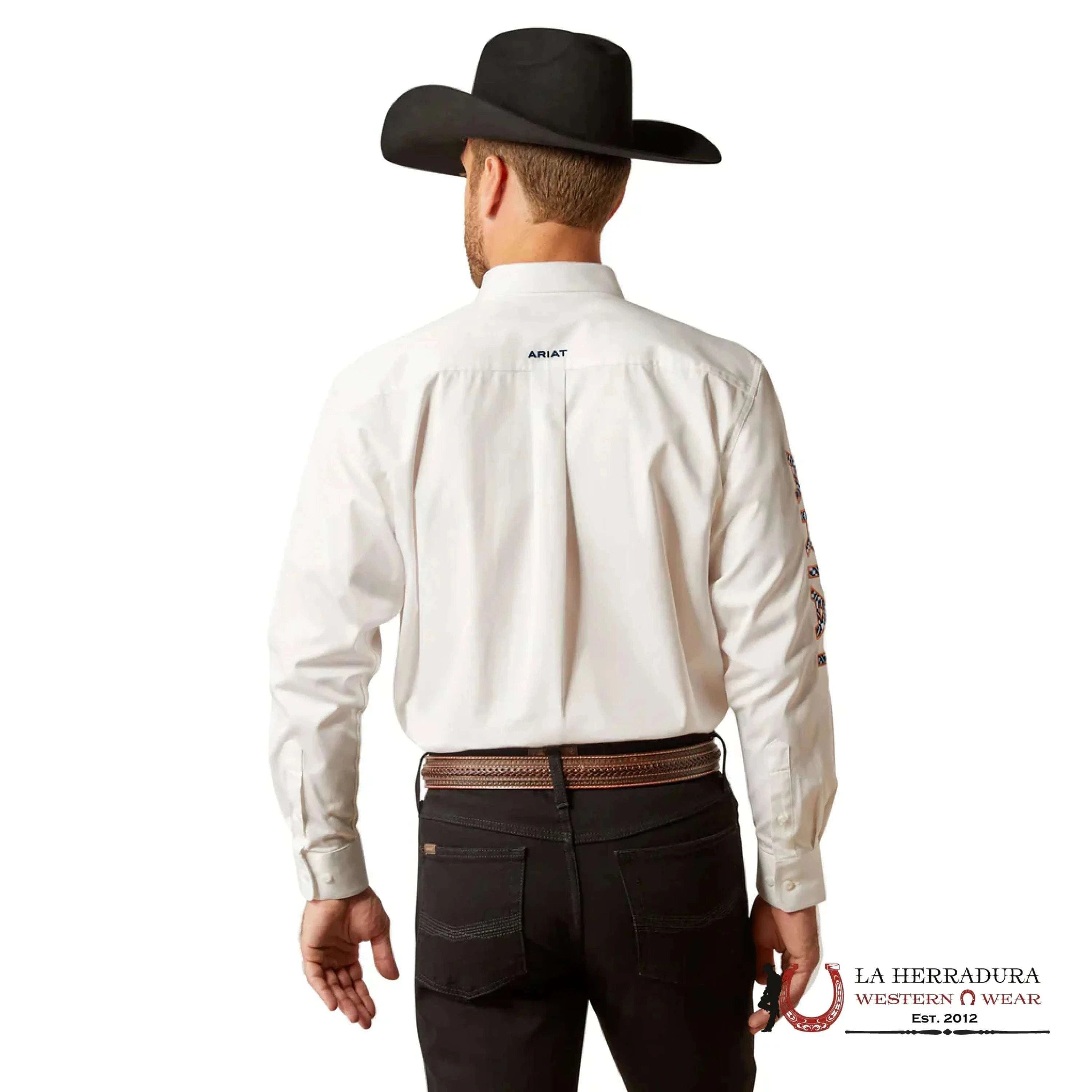 ARIAT TEAM LOGO TWILL LS SHRT WHITE 8807 ROPA HOMBRES