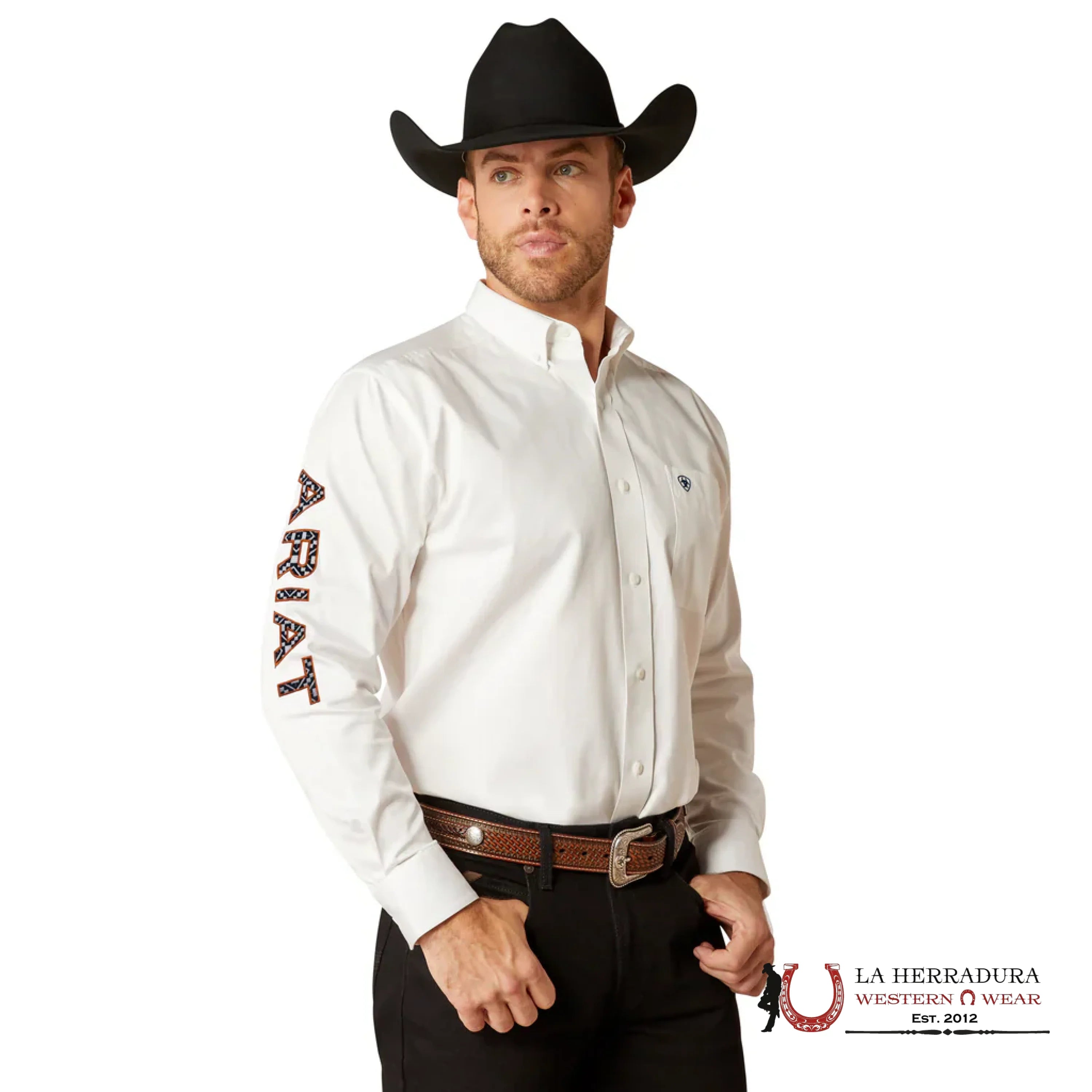 ARIAT TEAM LOGO TWILL LS SHRT WHITE 8807 ROPA HOMBRES