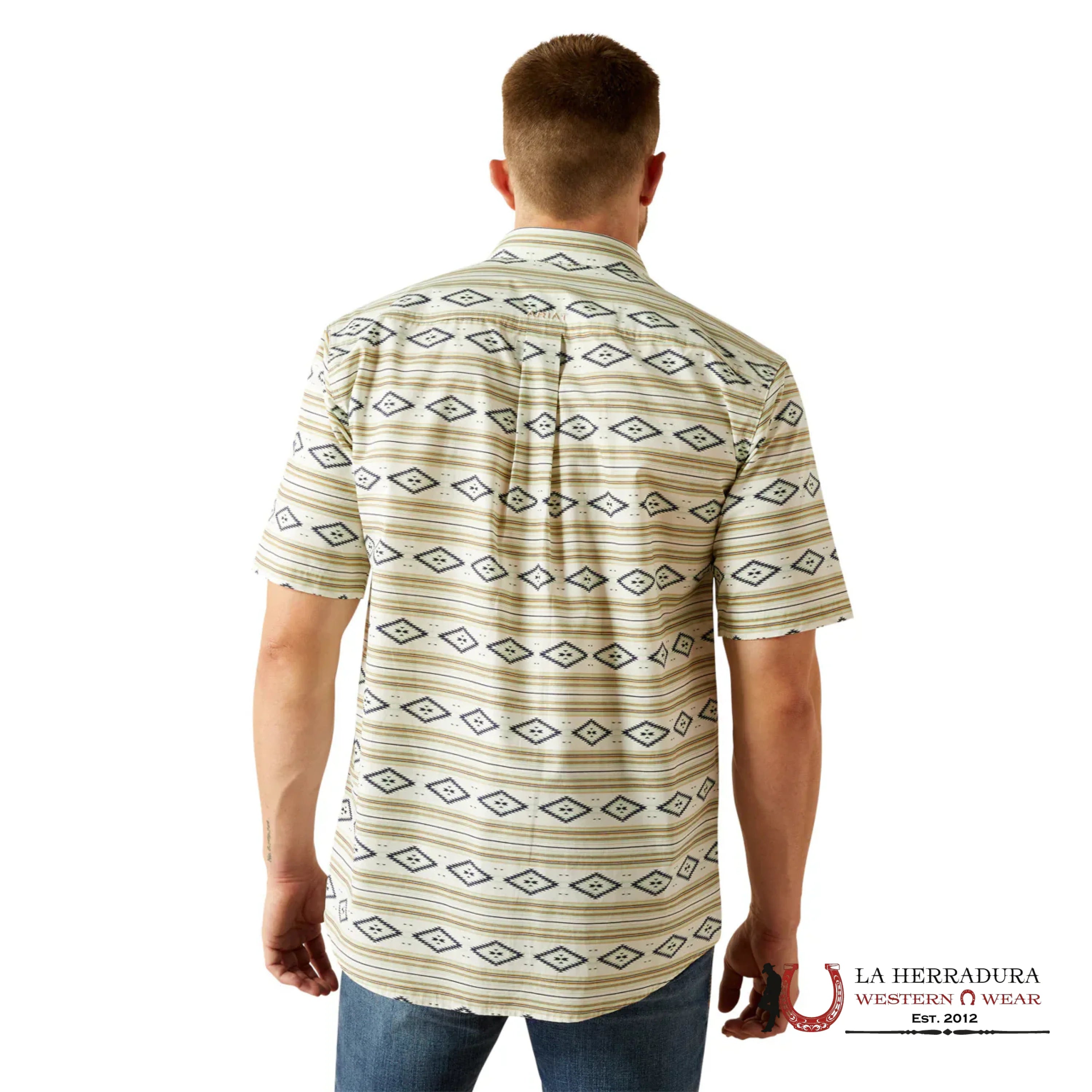 ARIAT TEAM MENS Christopher Short Sleeve Mint With Aztec Print Shirt - 4816 ROPA HOMBRES