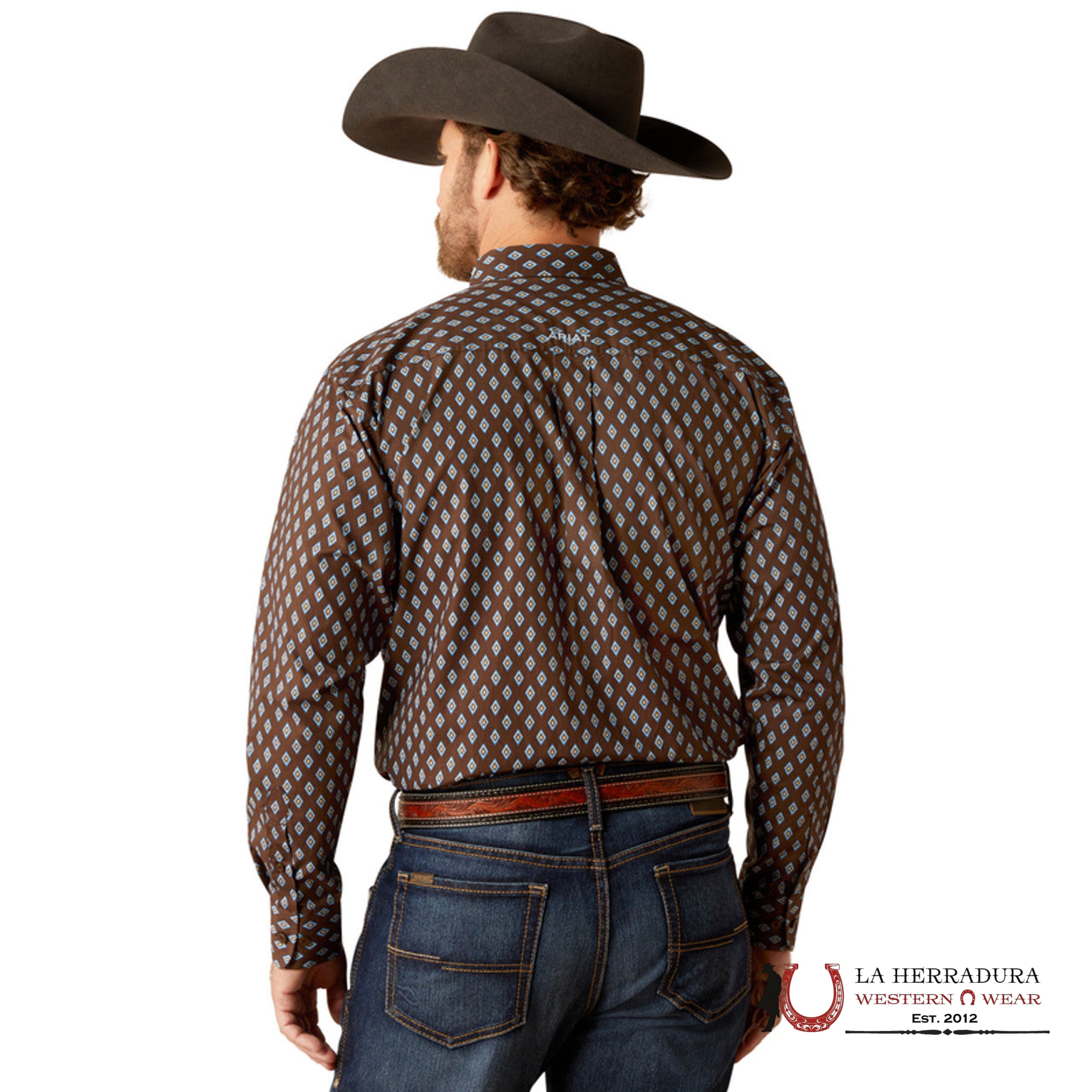 Ariat Team Oak Long Sleeve Shirt Brown/Light Blue - 4056 Ropa Hombres