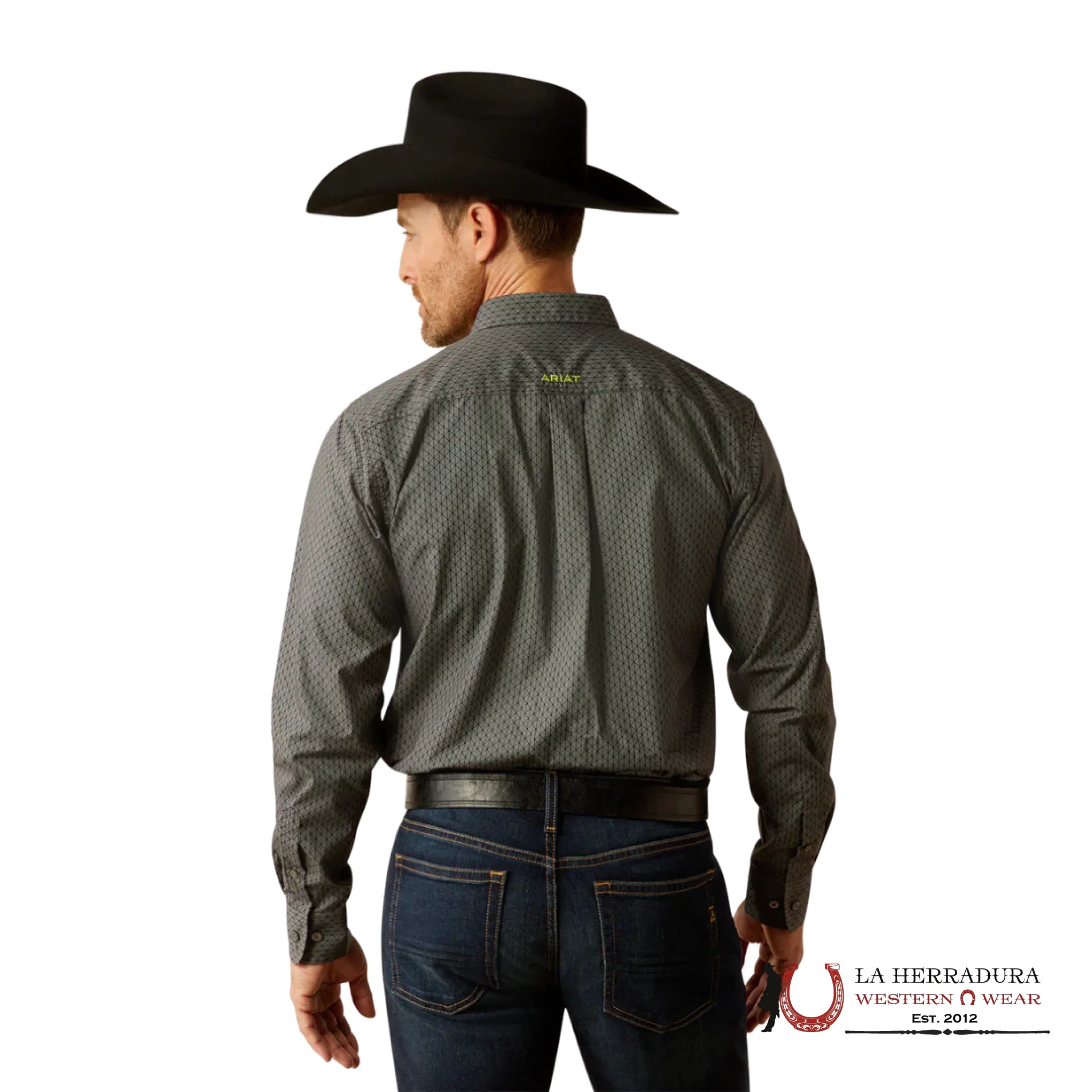 ARIAT TEAM OBI FITTED LONG SLEEVE BLACK/GREEN - 4052 ROPA HOMBRES