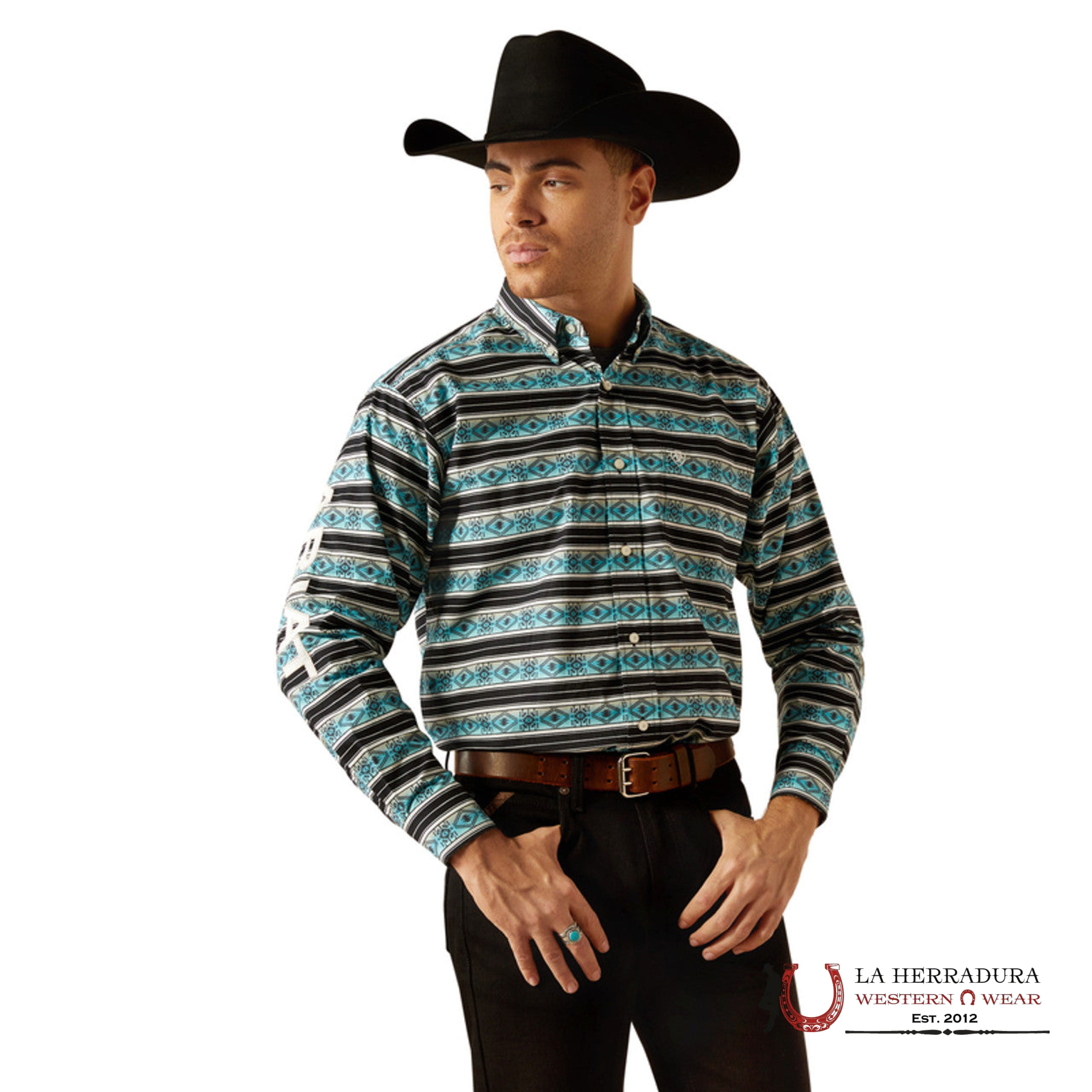 Ariat Team Osborne Long Sleeve Shirt Turquoise/White Classic Fit - 4054 Ropa Hombres