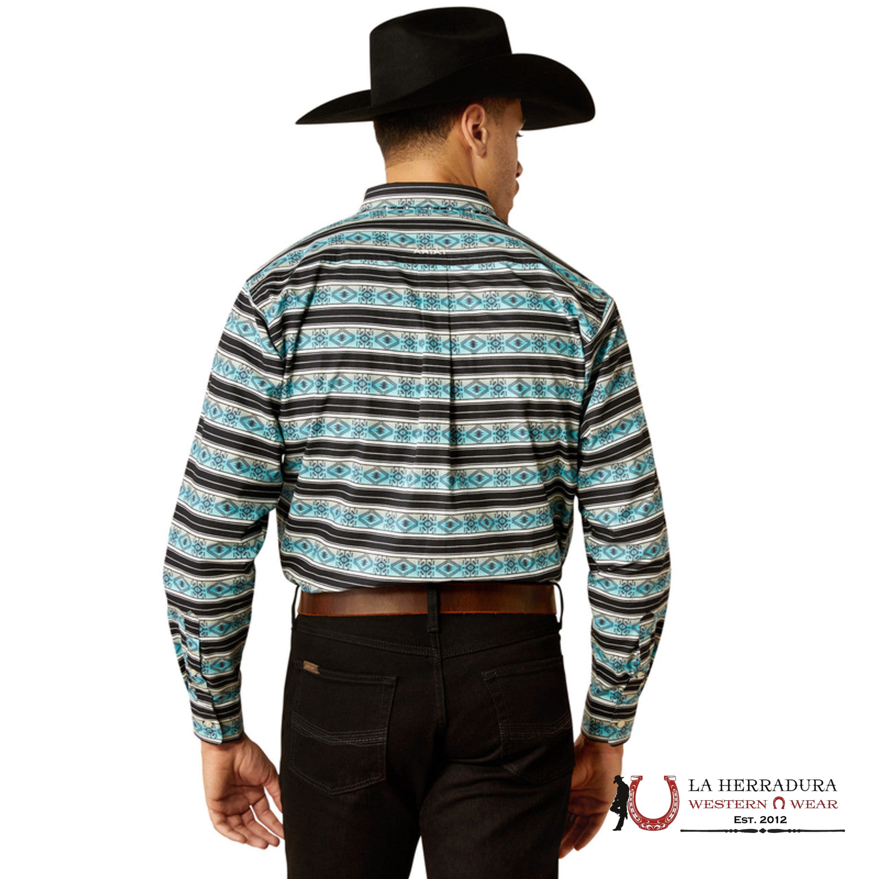 Ariat Team Osborne Long Sleeve Shirt Turquoise/White Classic Fit - 4054 Ropa Hombres
