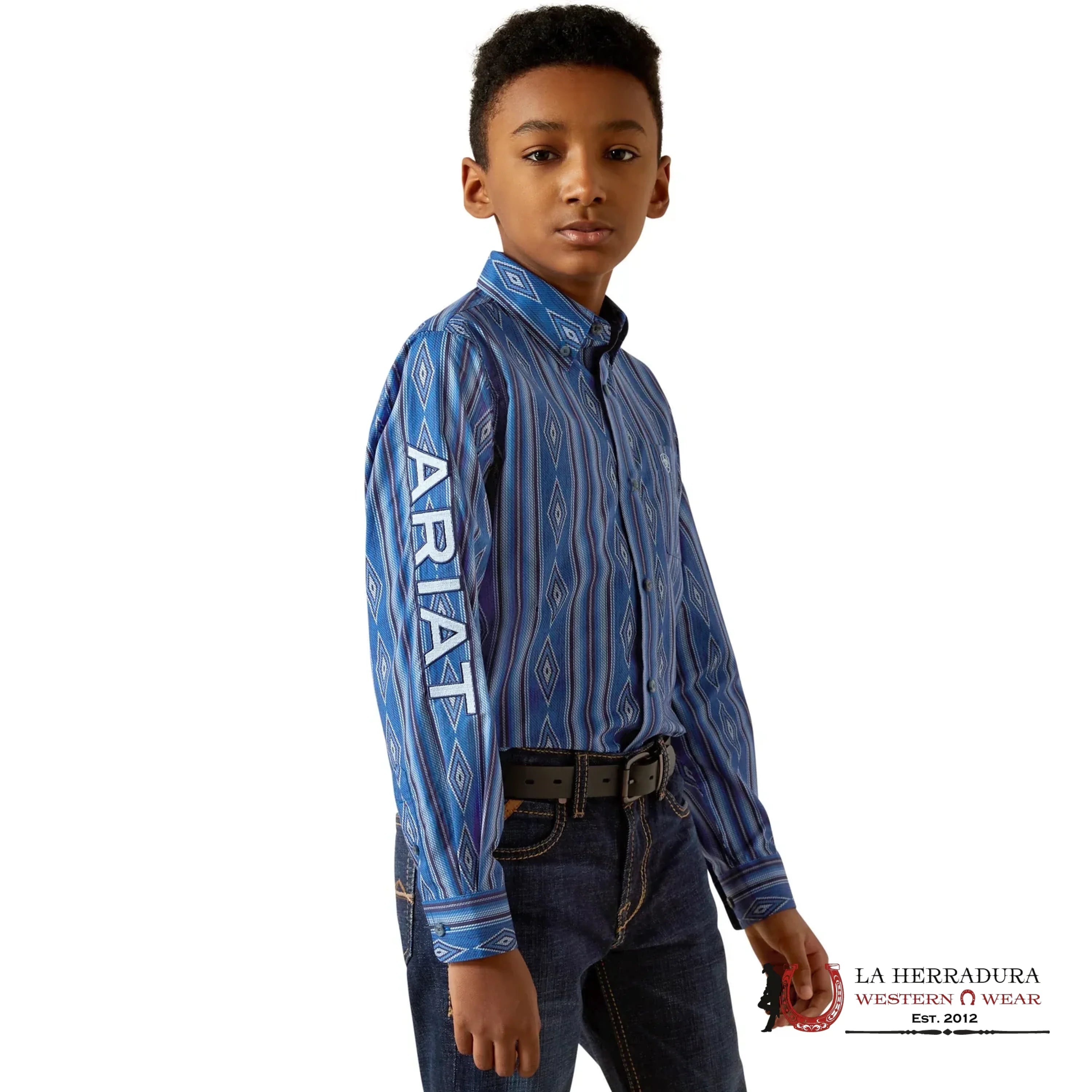 ARIAT TEAM PECE LS BLUE/LIGHT SHIRT 10062396 NIÑOS