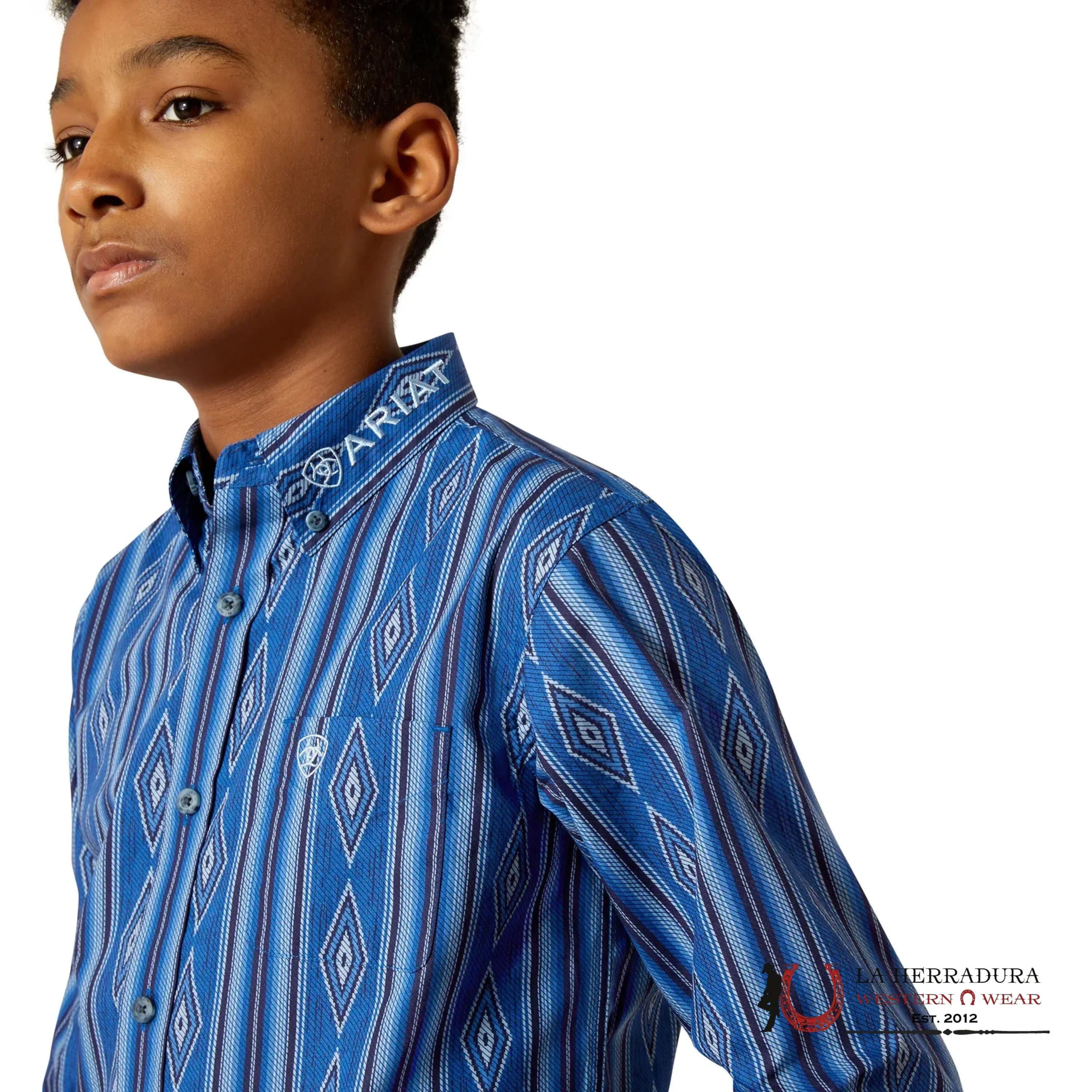 ARIAT TEAM PECE LS BLUE/LIGHT SHIRT 10062396 NIÑOS