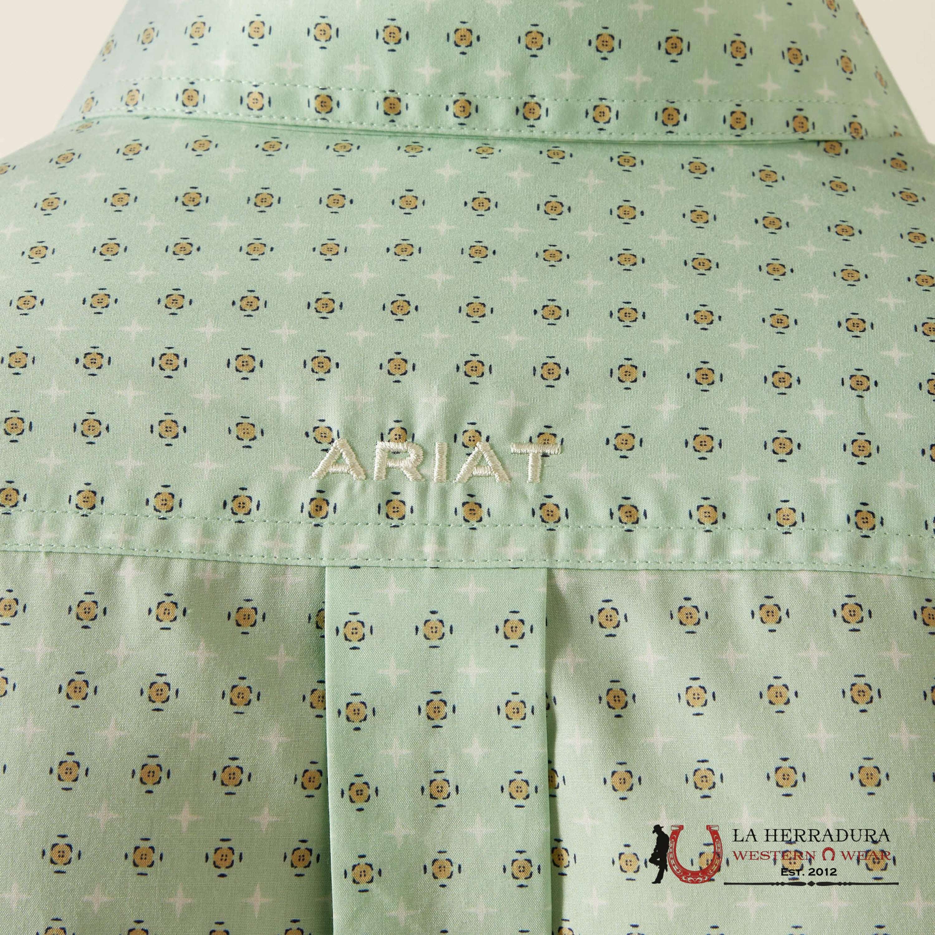 Ariat Team Pierson Long Sleeve Shirt Light Green/White Classic Fit Ropa Hombres