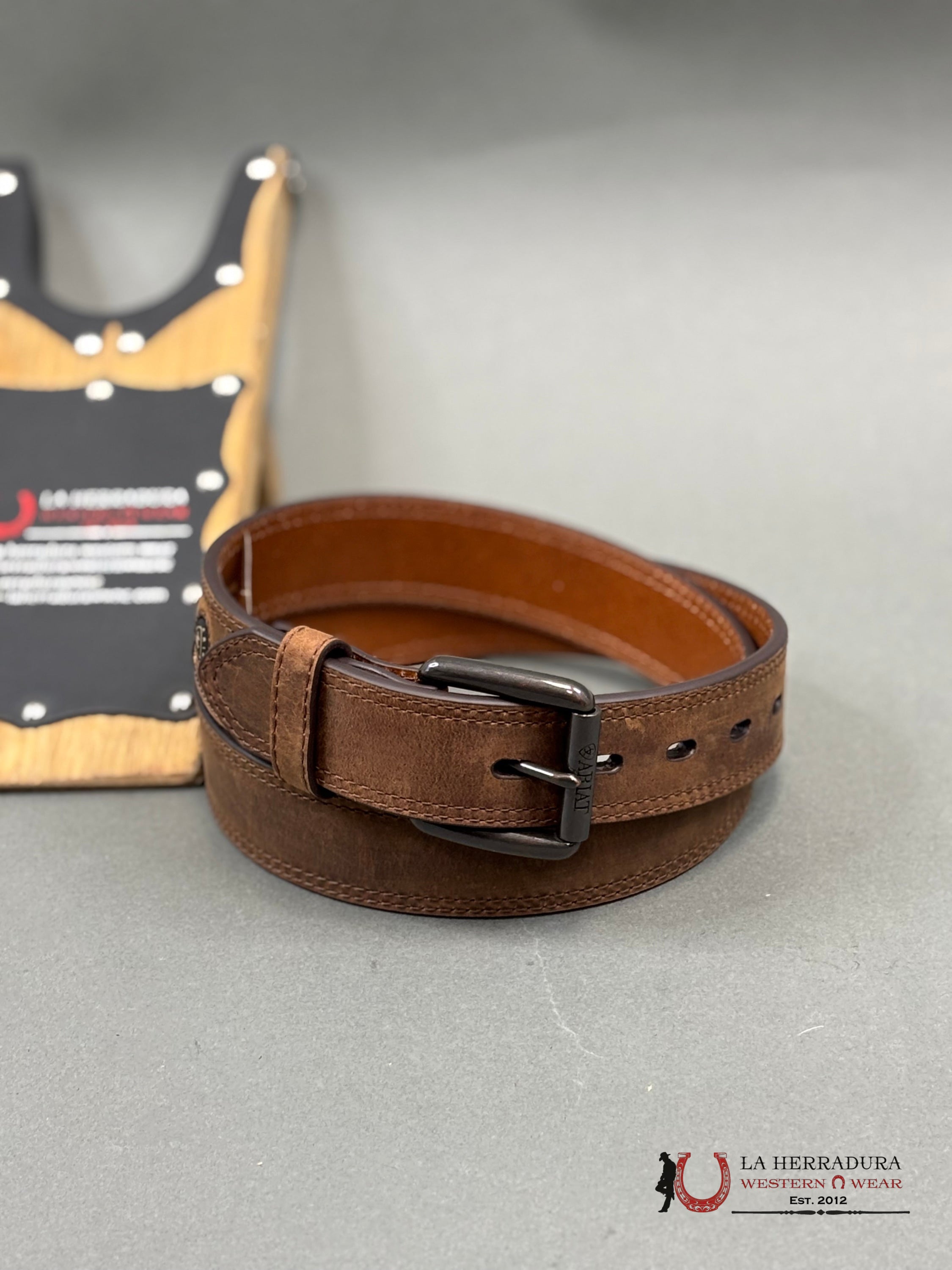 Ariat Triple Stitched Leather Belt Cinturones Hombres