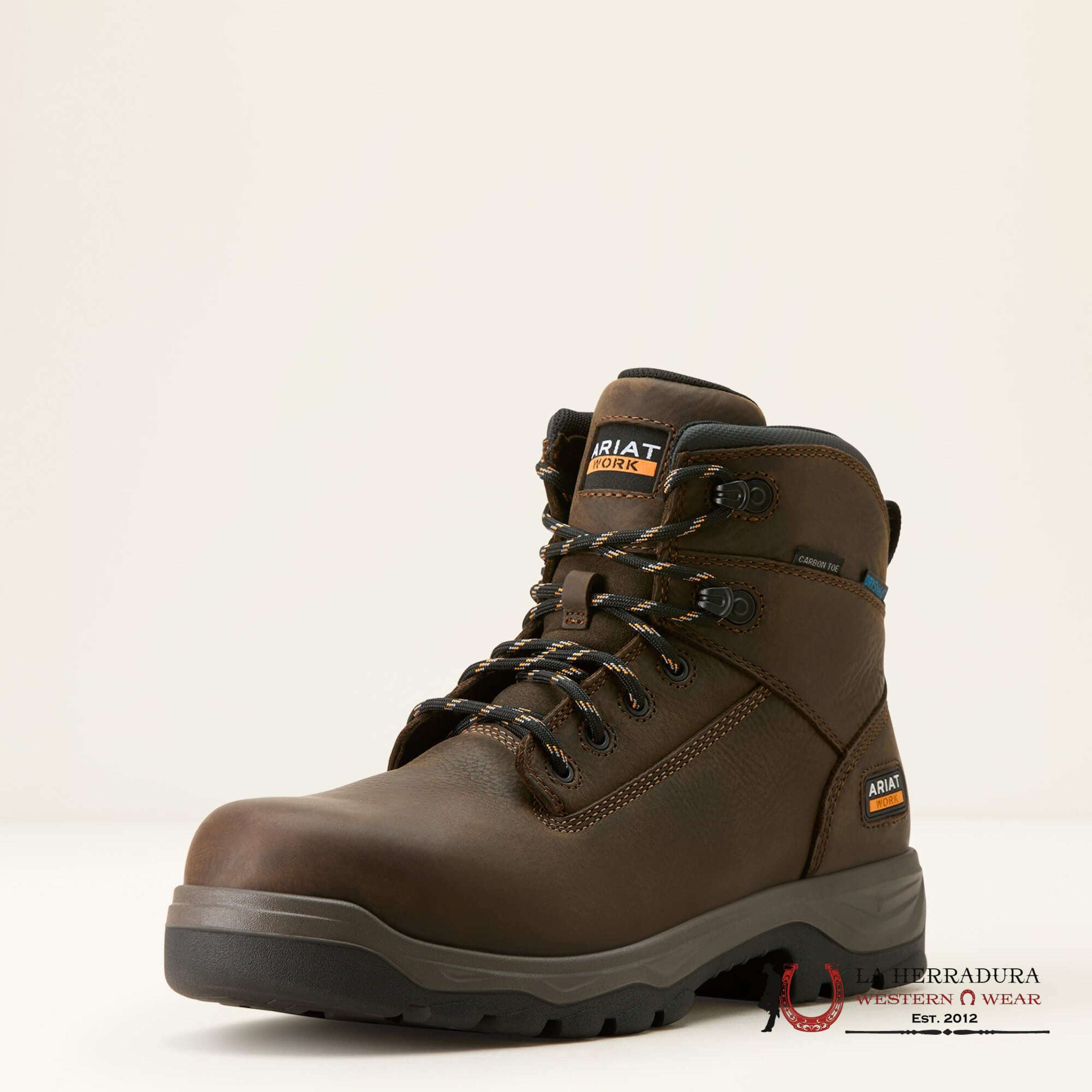 ARIAT TURBO 6” H2O CARBON TOE DARK BROWN ROUND TOE WORK BOOT 10054294