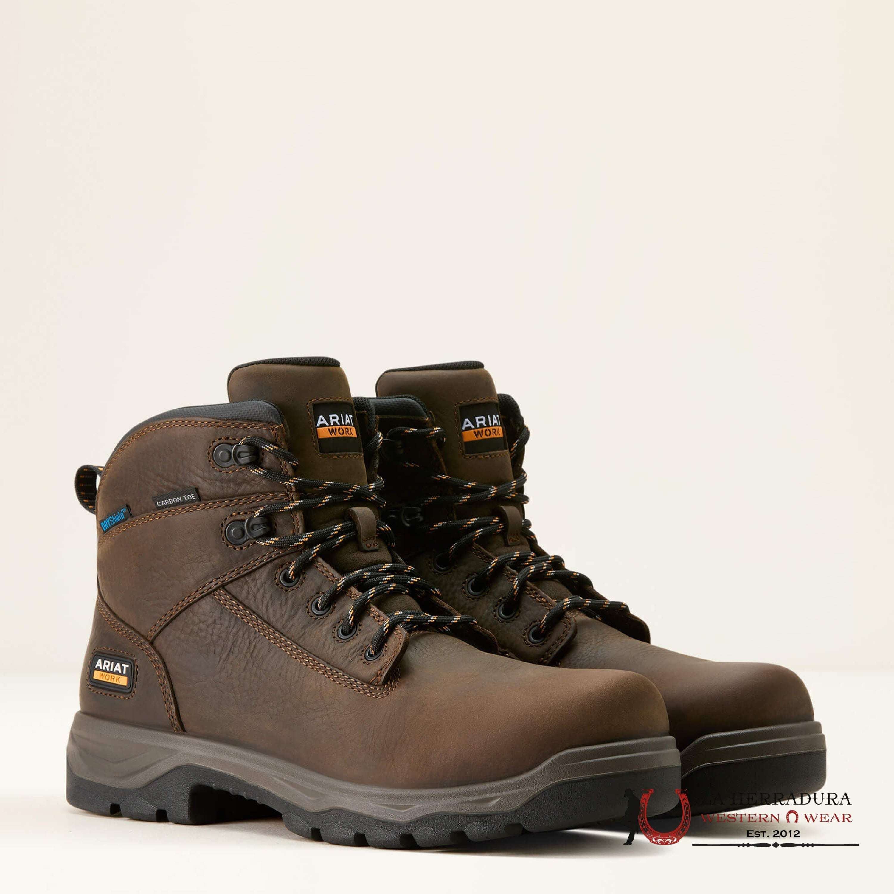 ARIAT TURBO 6” H2O CARBON TOE DARK BROWN ROUND TOE WORK BOOT 10054294