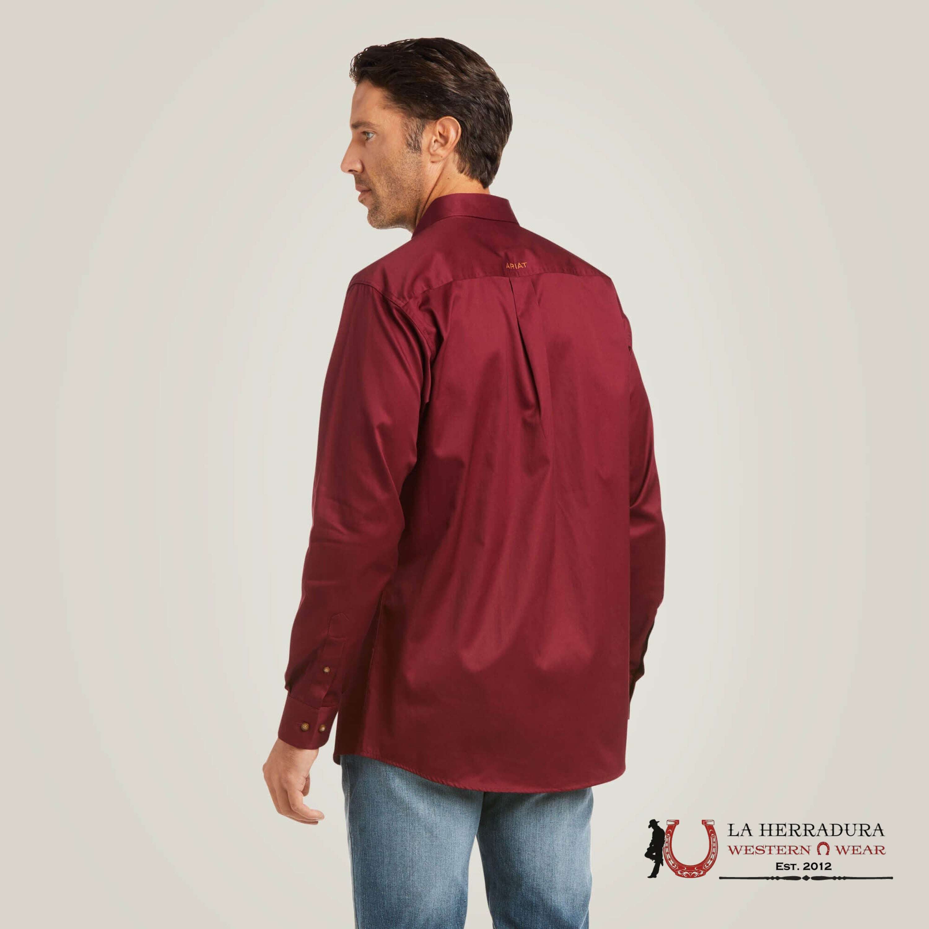 Ariat Twill Fited Long Sleeve Shirt Burgundy - 4226 Ropa Hombres