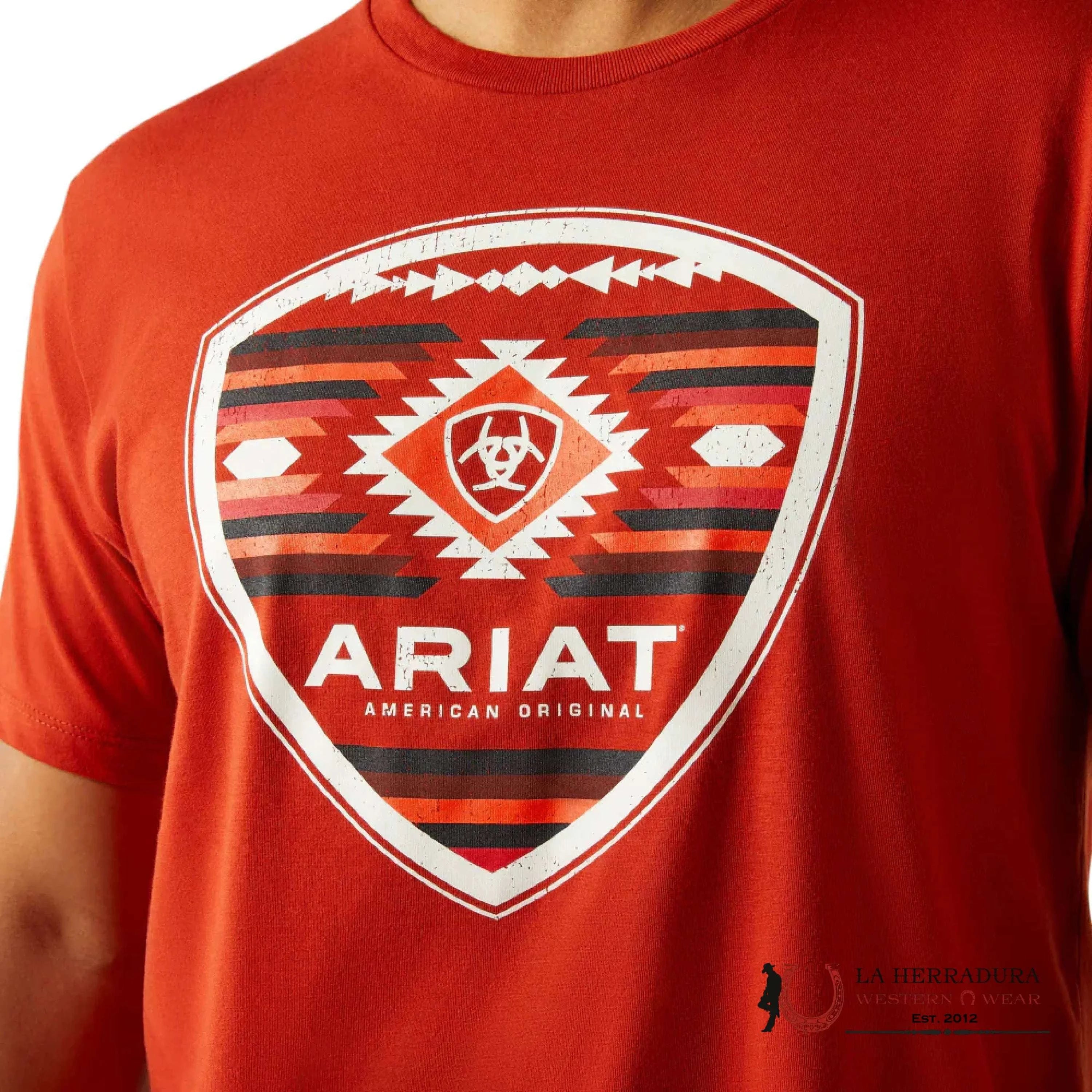 ARIAT WHEAT FLAG SHORT SLEEVE RED OCHRE HEATHER T SHIRT 10058888 ROPA HOMBRES