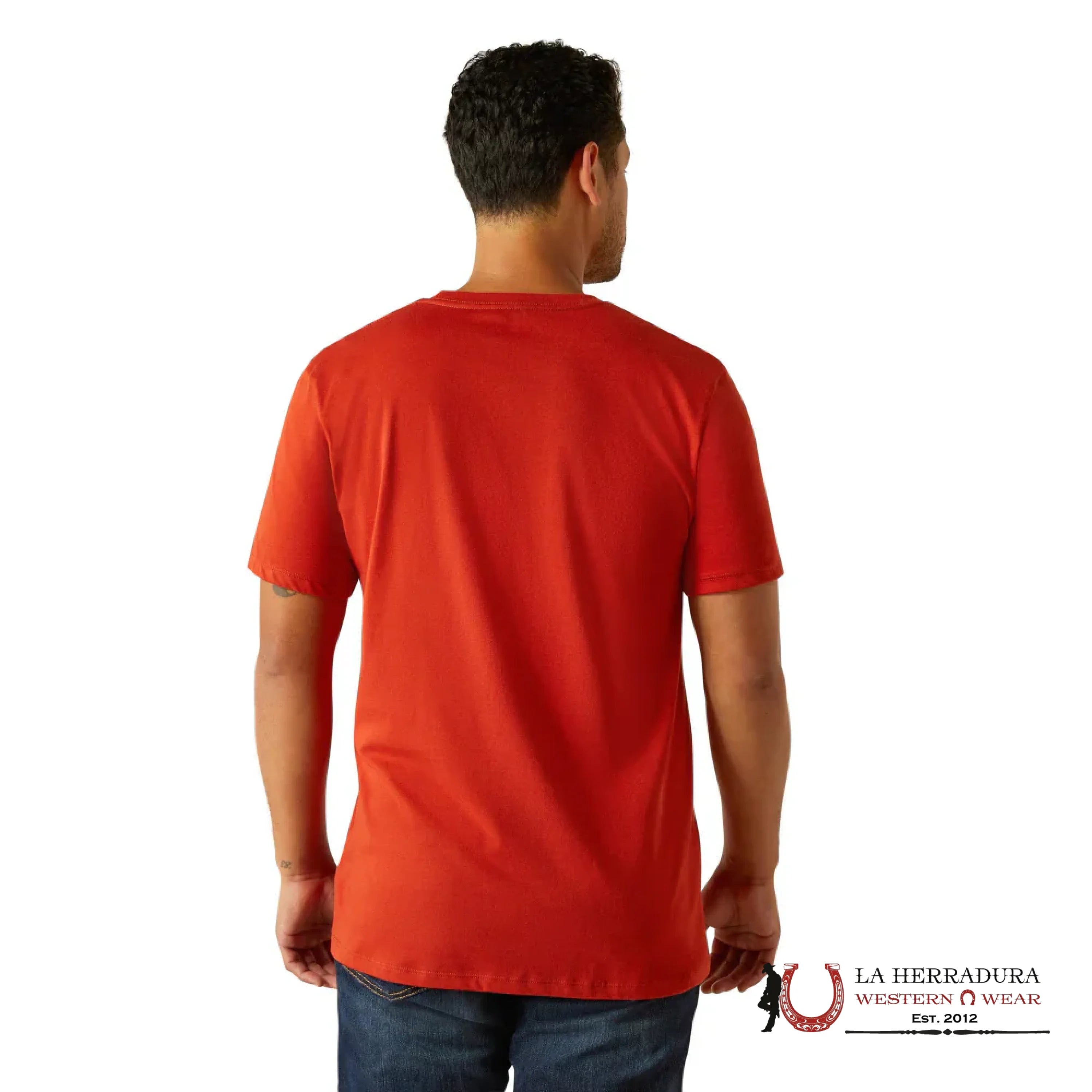 ARIAT WHEAT FLAG SHORT SLEEVE RED OCHRE HEATHER T SHIRT 10058888 ROPA HOMBRES