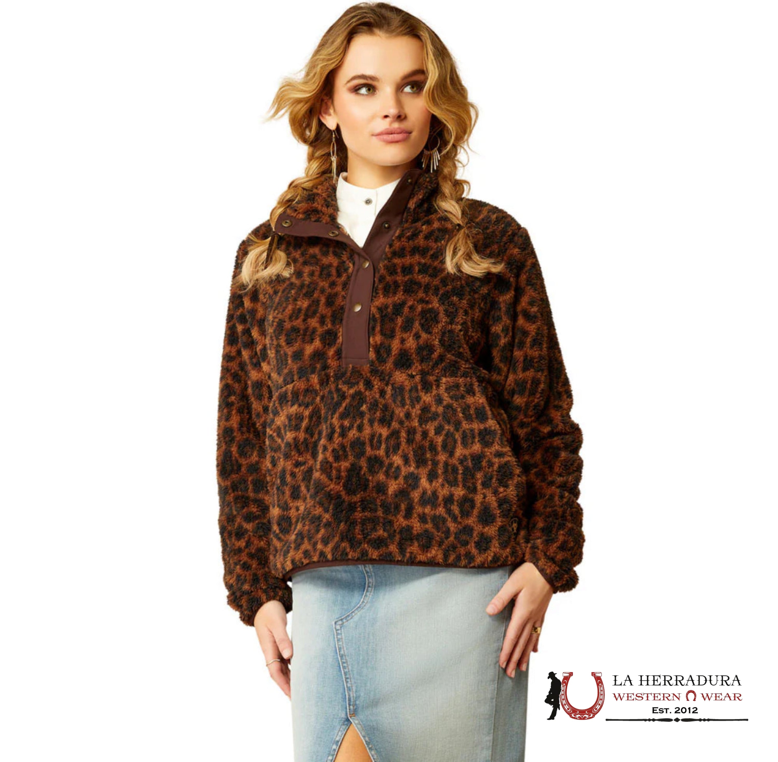 Ariat Berber Snap Front Sweatshirt Lila Leopard- 3009 Ropa Mujeres