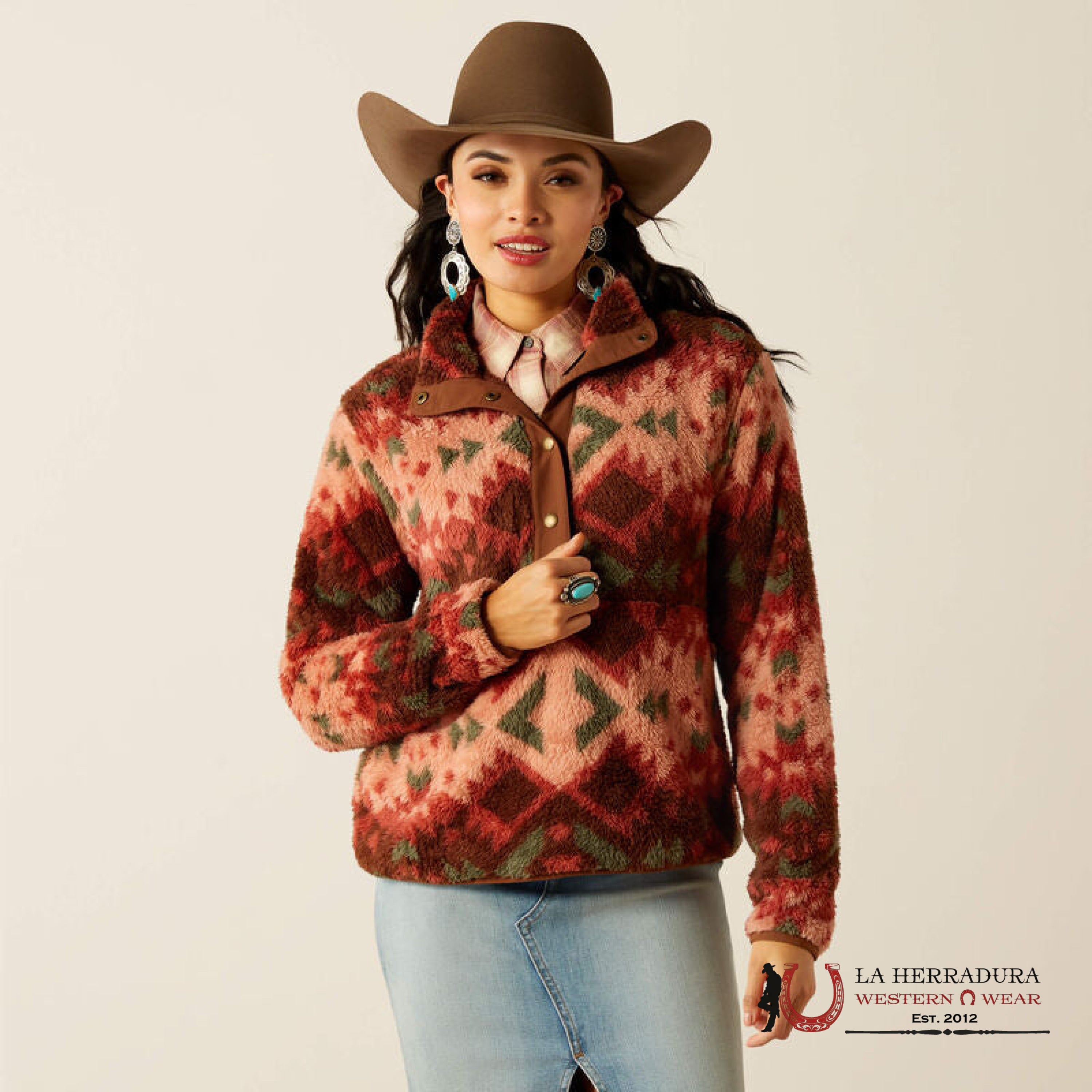 Ariat Berber Snap Front Sweatshirt Plainsview Print - 3942 Ropa Mujeres