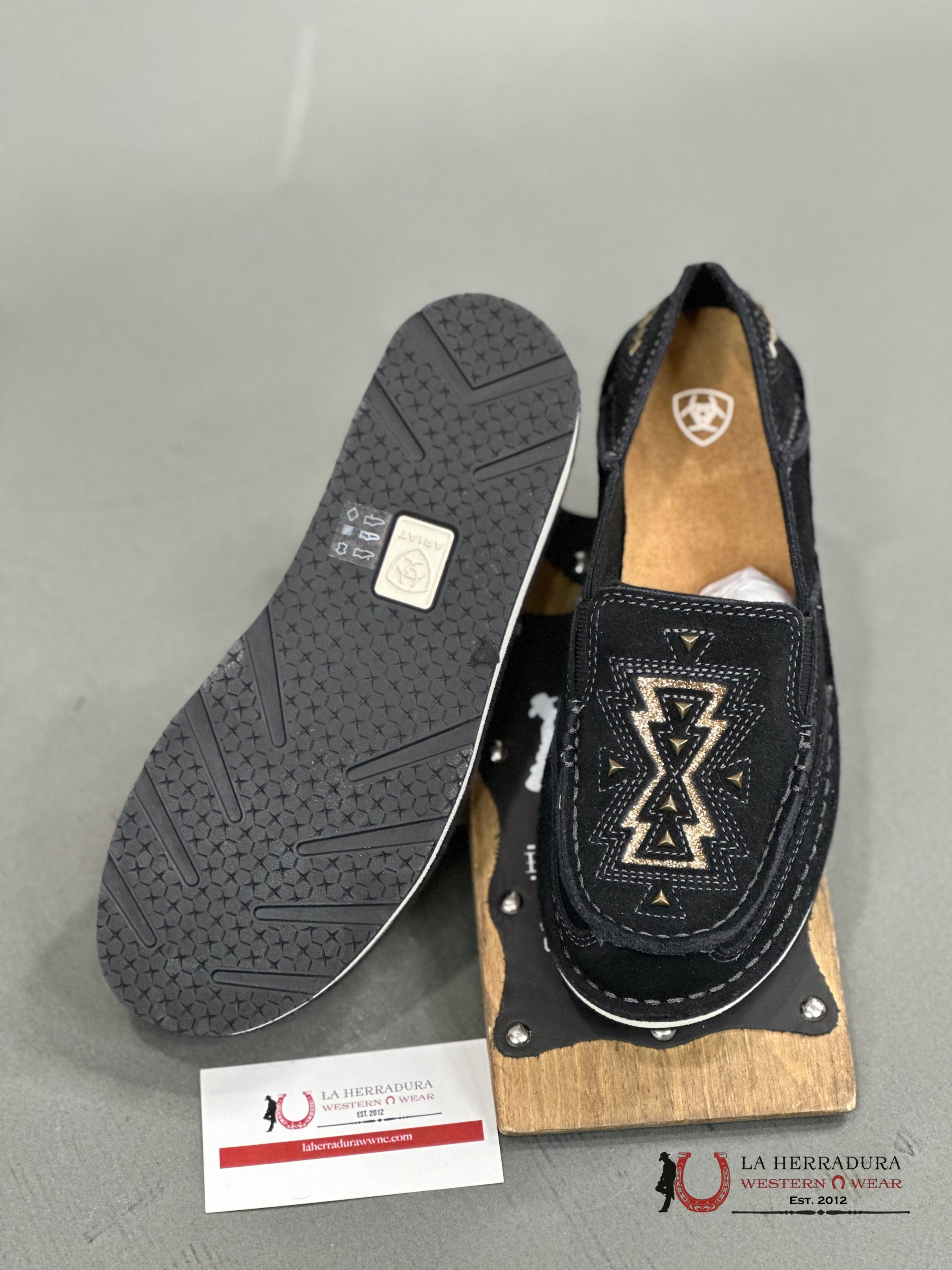 Ariat Women Cruiser Shine Black Suede Gold Gliter 10046912 Zapatos Mujeres