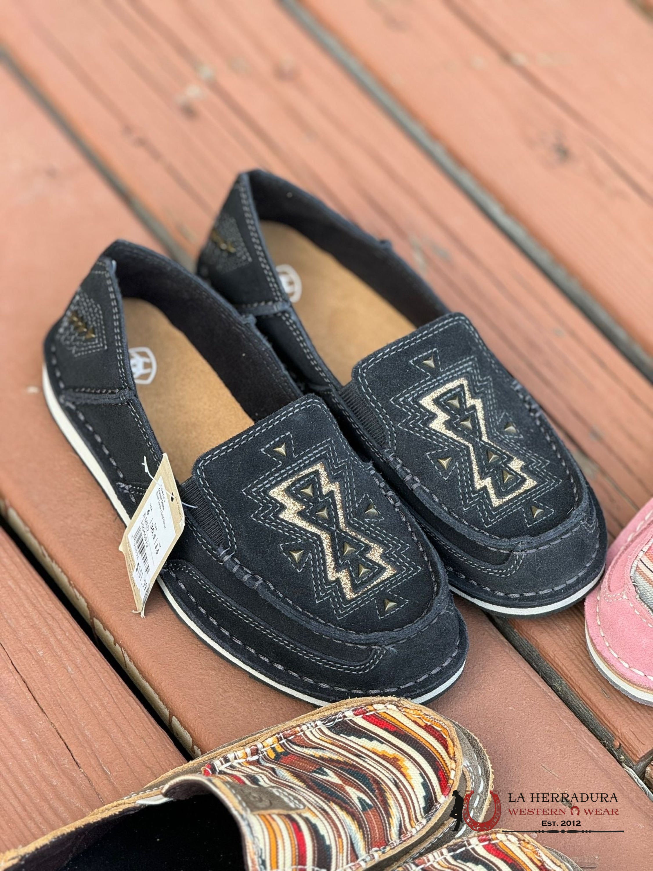 Ariat Women Cruiser Shine Black Suede Gold Gliter 10046912 Zapatos Mujeres