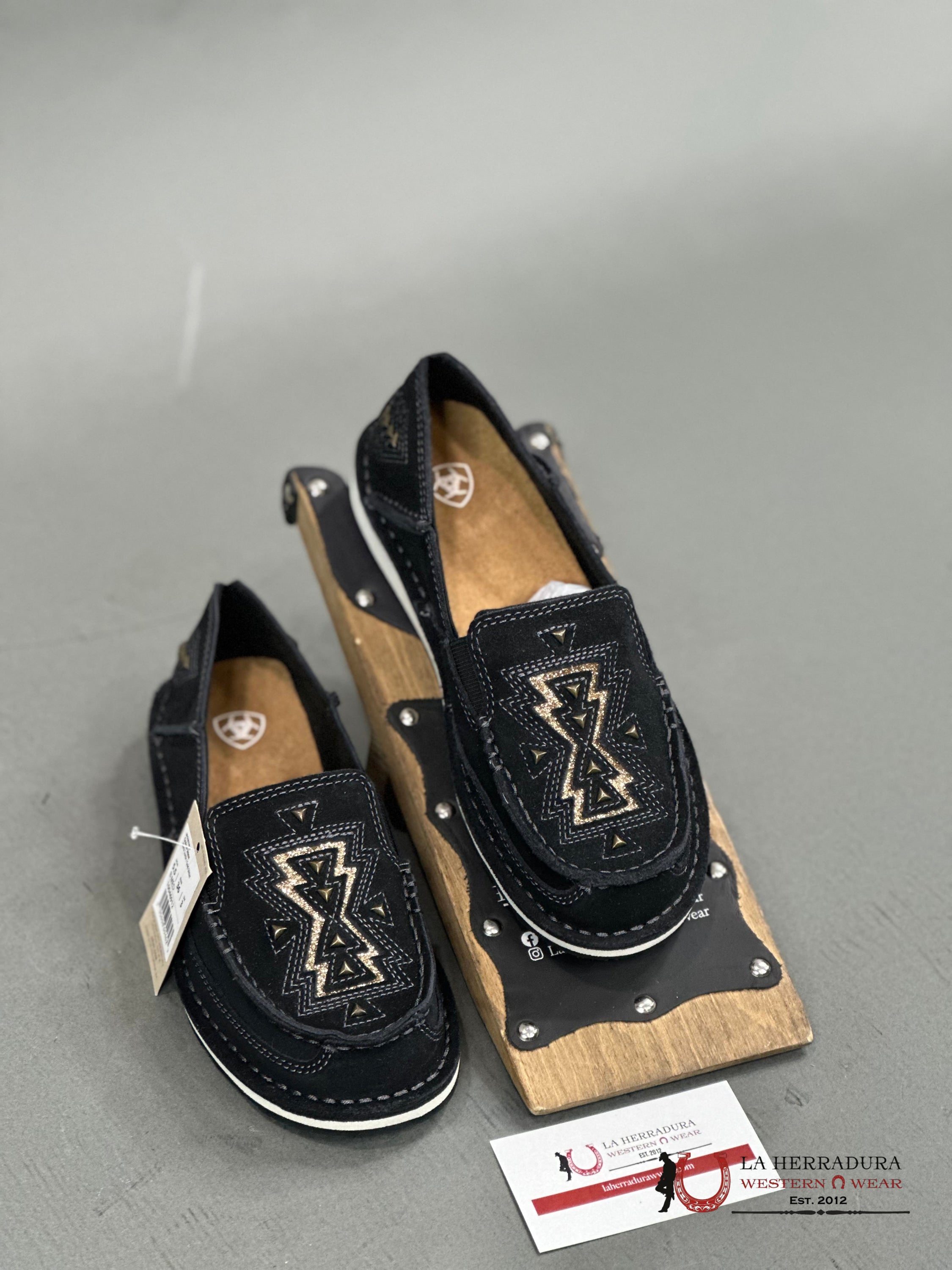 Ariat Women Cruiser Shine Black Suede Gold Gliter 10046912 Zapatos Mujeres