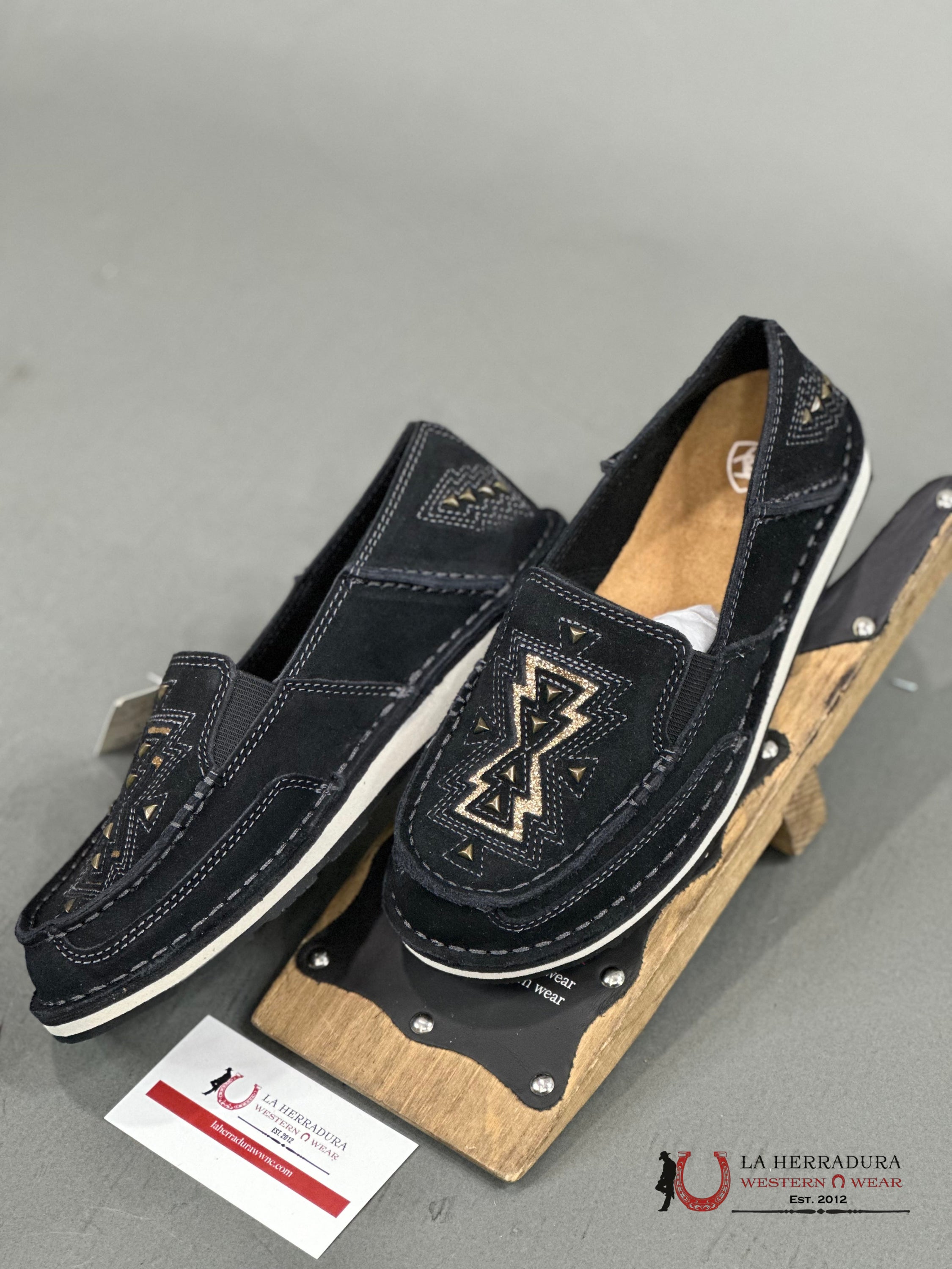 Ariat Women Cruiser Shine Black Suede Gold Gliter 10046912 Zapatos Mujeres