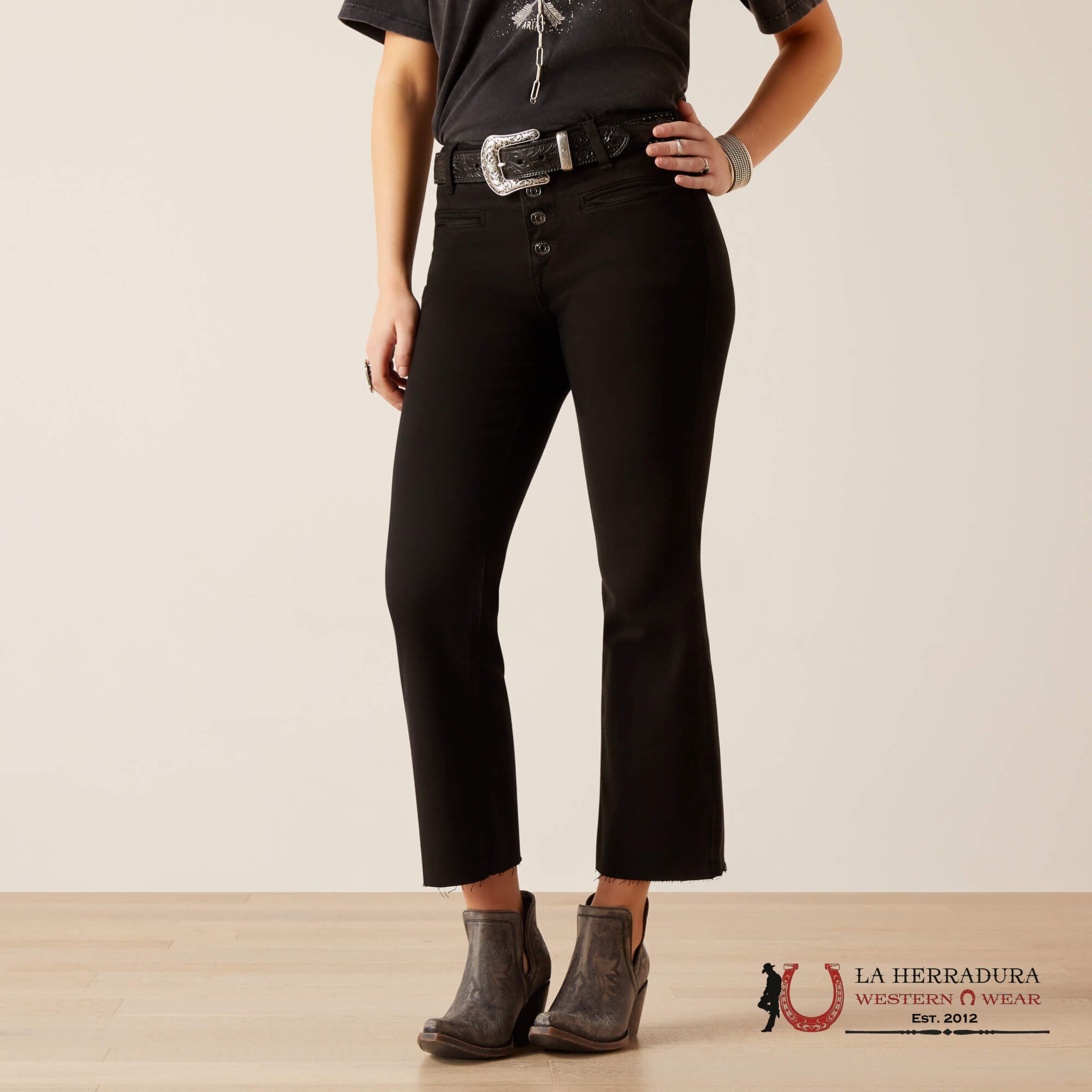 ARIAT WOMEN HIGH RISE KICK FLARE BLACK JEAN- 10047416 ROPA MUJERES