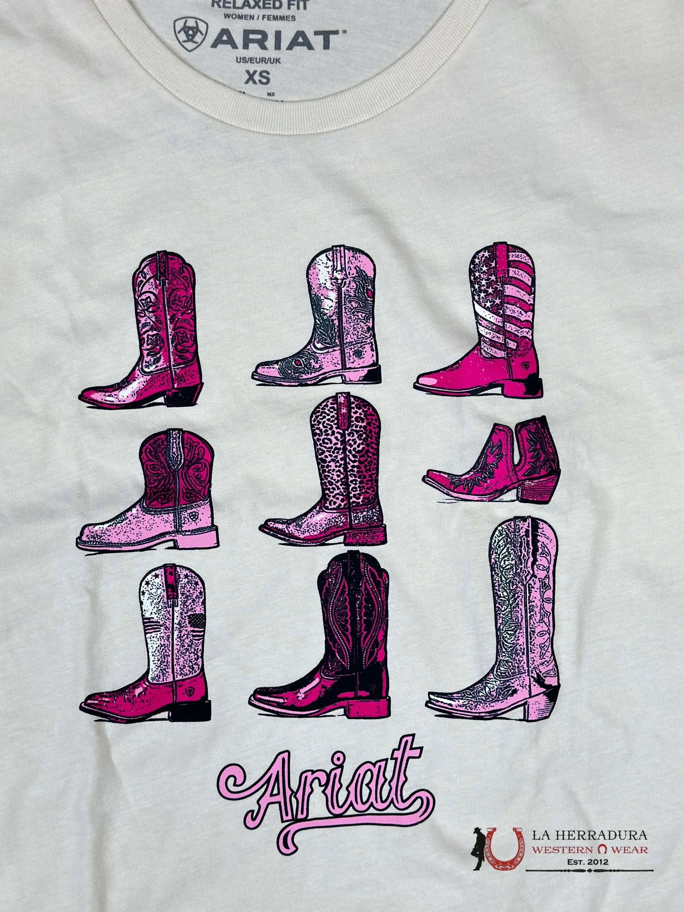 Ariat Women Let’s Go Girls Off White Short Sleeve Tee Ropa Mujeres