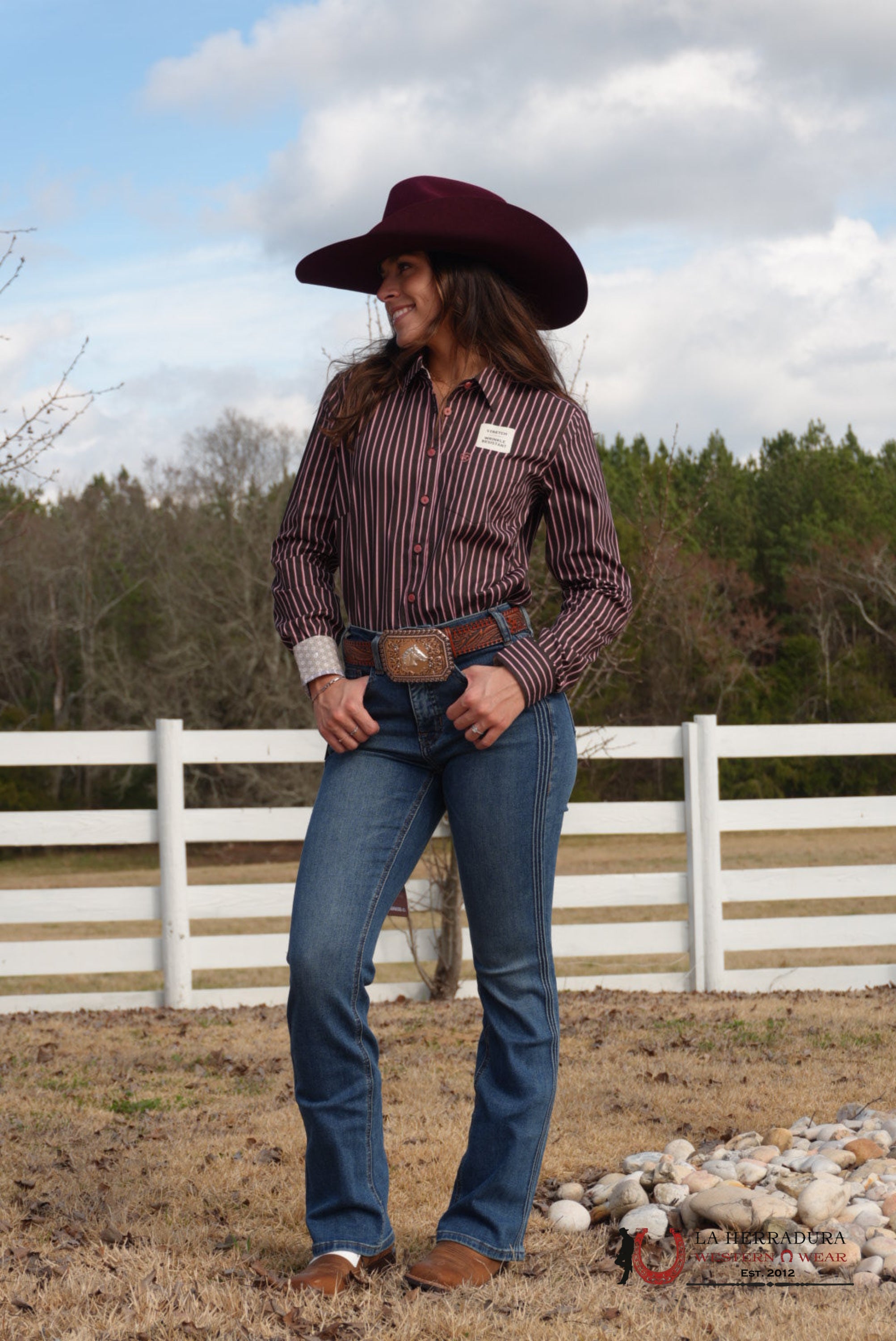 CAMISA ARIAT FOR WOMEN Team Kirby Long sleeve Mahogany ROPA MUJERES