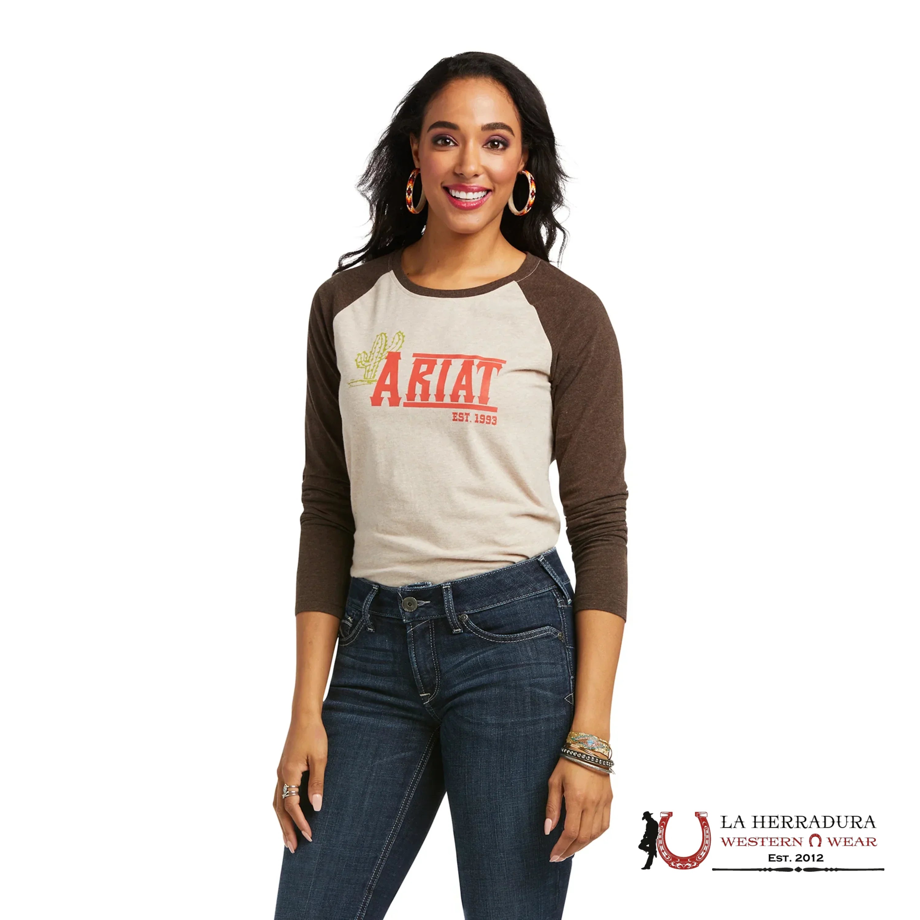 ARIAT WOMEN LONG SLEEVE SHIRT ARIAT GRAPHIC OATMEAL HEATHER 10038060 ROPA MUJERES