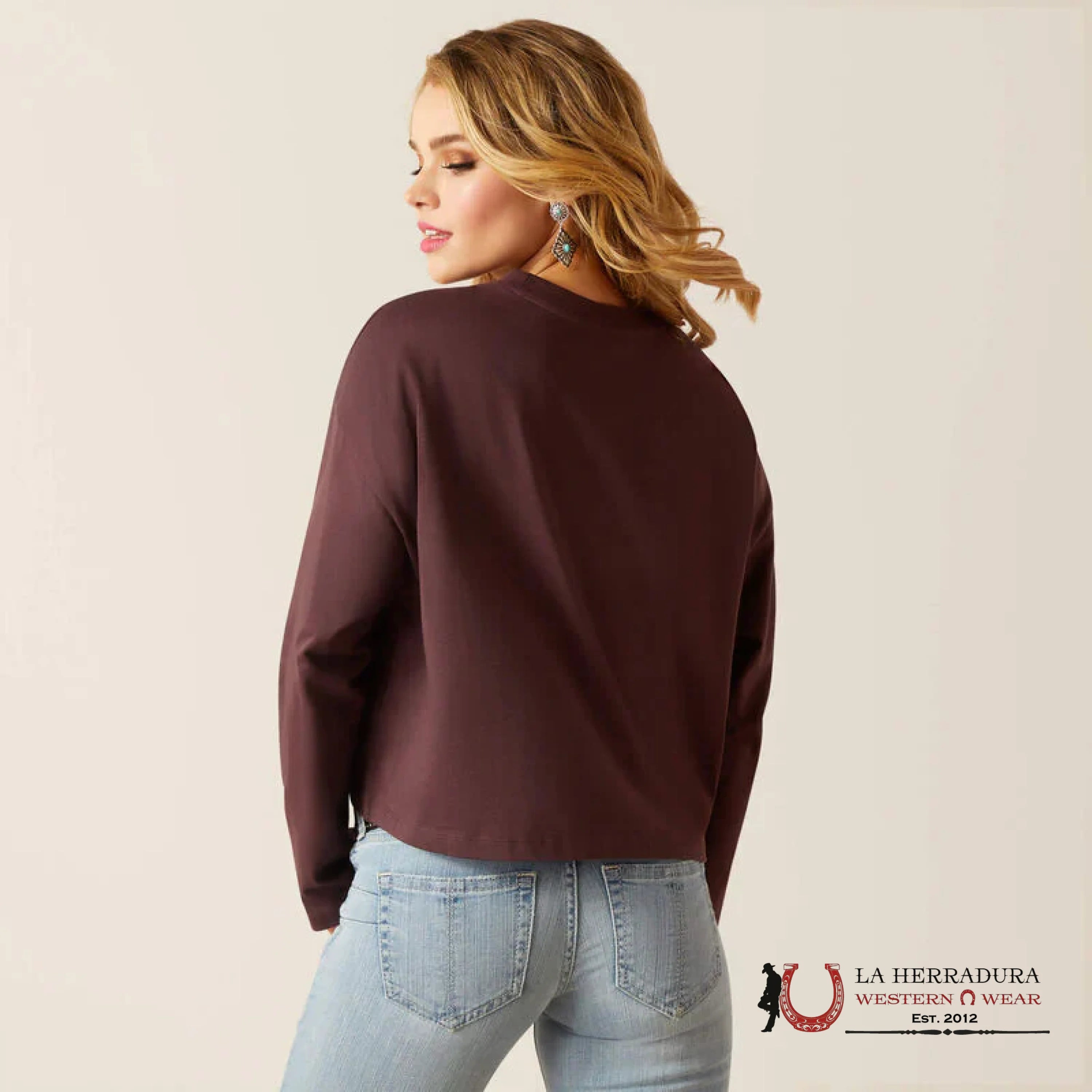 ARIAT WOMEN LONG SLEEVE SHIRT PRUPLE DESERT HORSE CLOVE BROWN 10047409 ROPA MUJERES