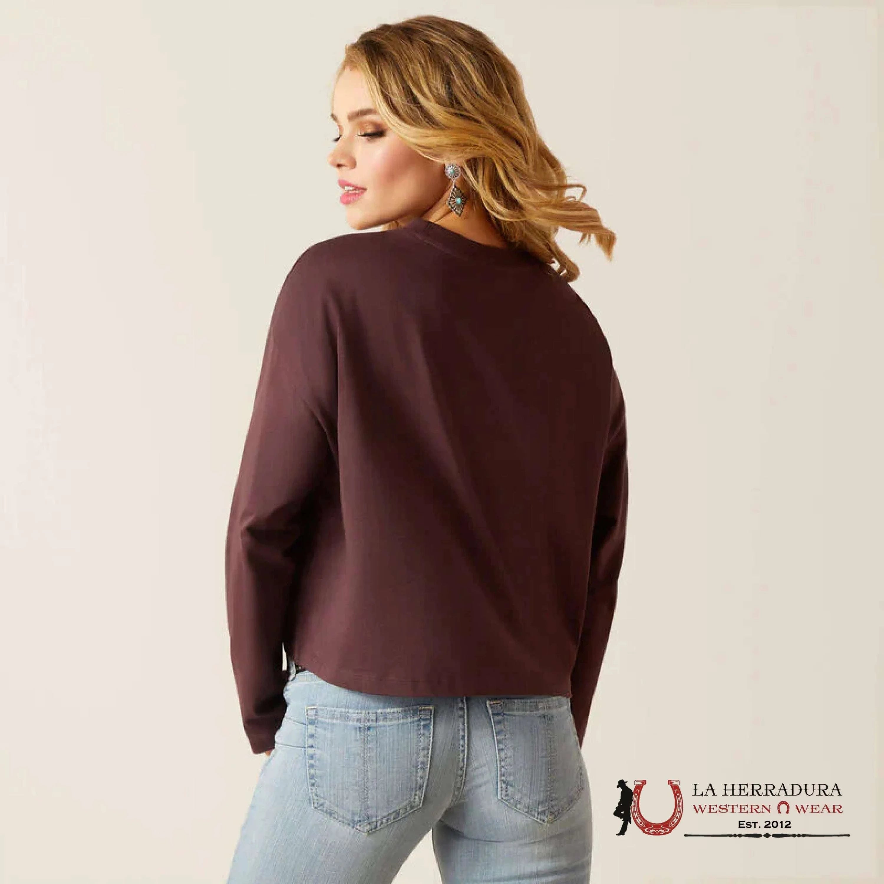 ARIAT WOMEN LONG SLEEVE SHIRT PRUPLE DESERT HORSE CLOVE BROWN 10047409 ROPA MUJERES