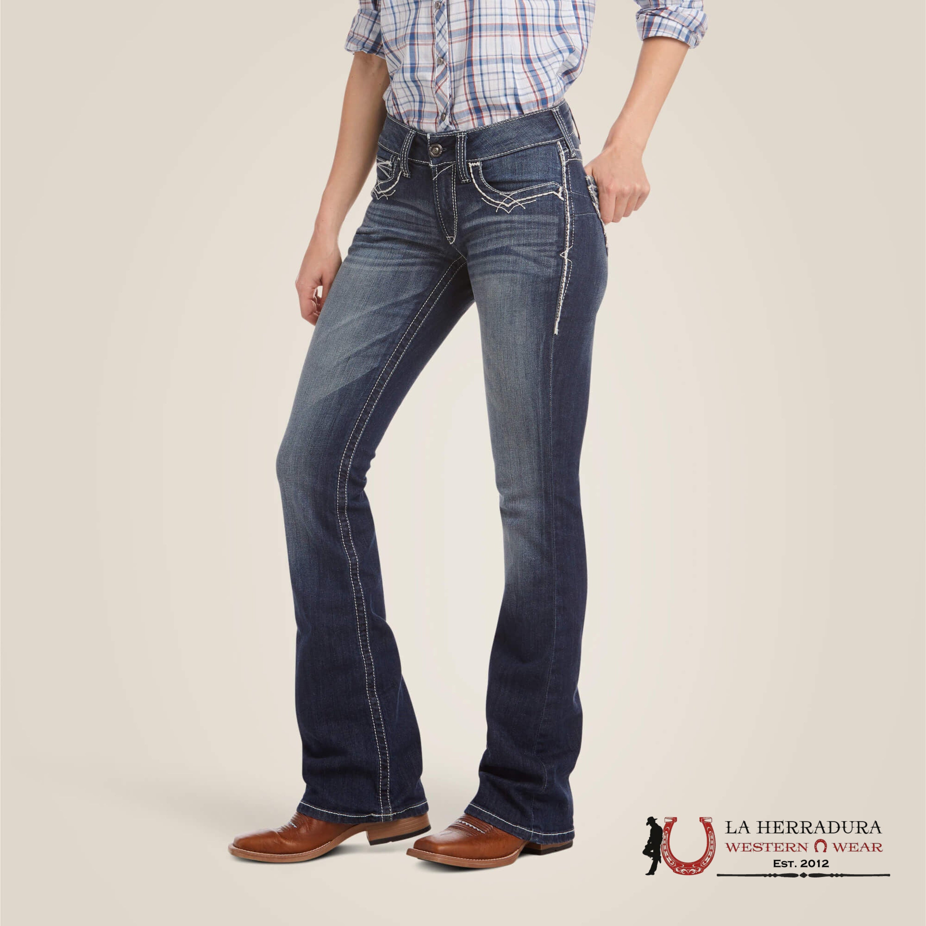 ARIAT WOMEN MID RISE BOOT CUT MARINE JEANS- 10017510 ROPA MUJERES