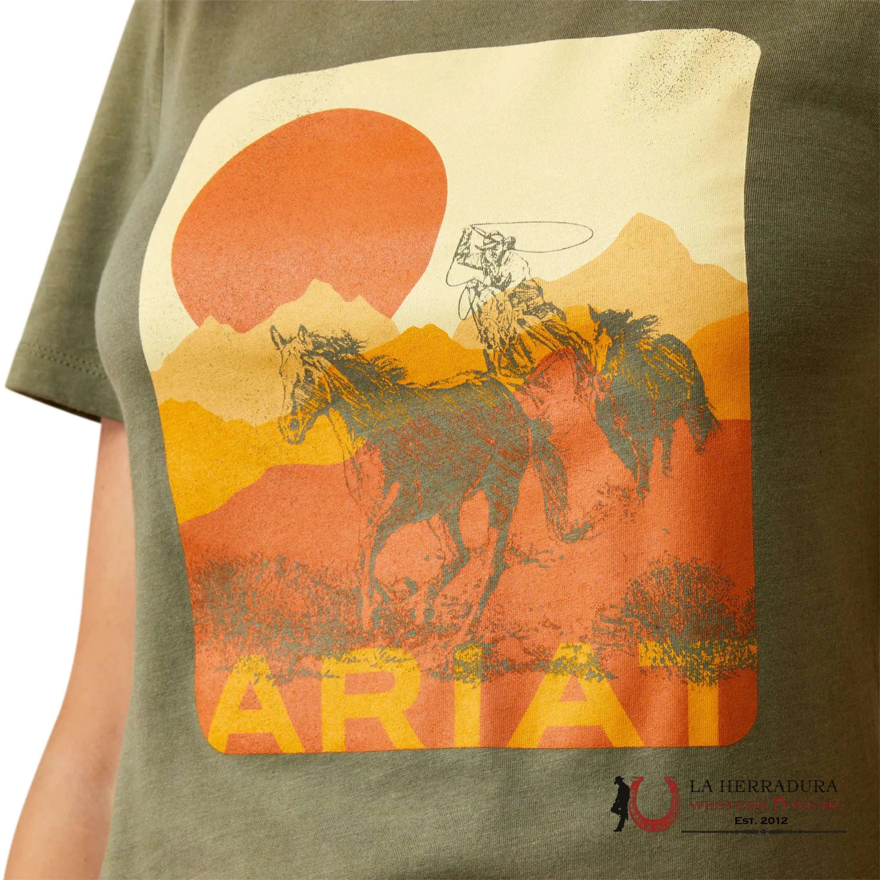 Ariat Women Mustang Fever Short Sleeve Military Heather Ropa Mujeres