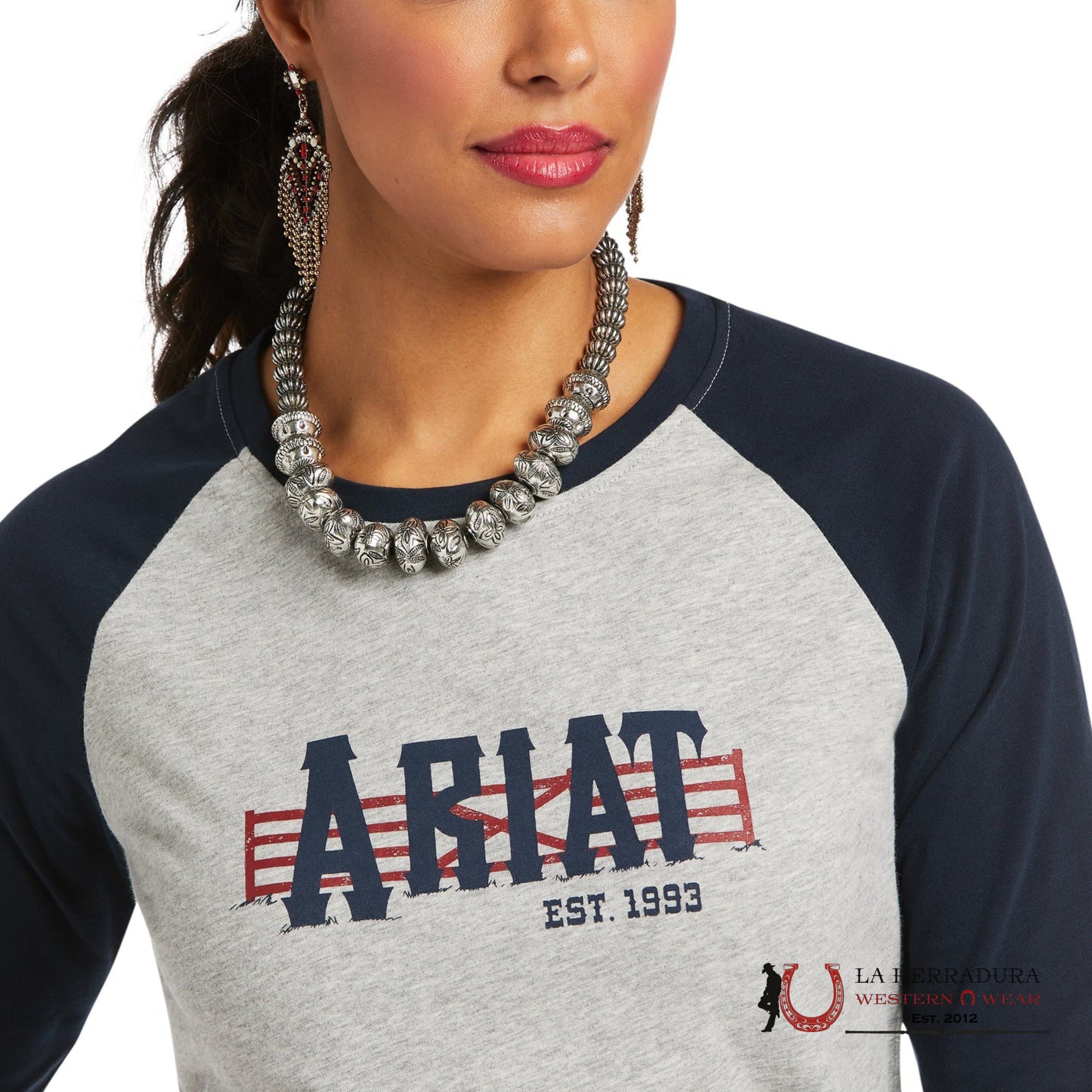 ARIAT WOMEN REAL GRAPHIC HEATHER GREY LONG SLEEVE T-SHIRT 10038061 ROPA MUJERES