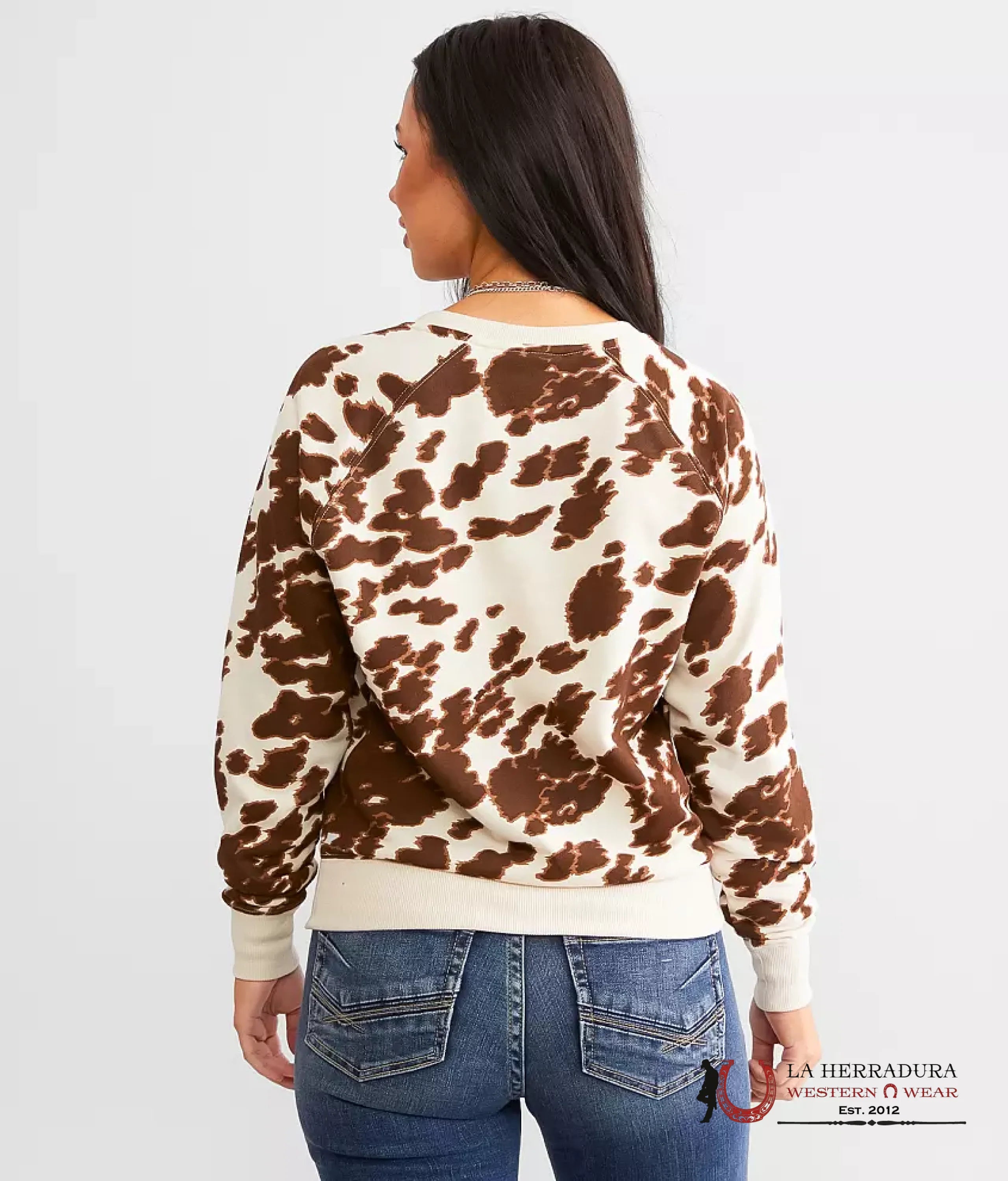 ARIAT WOMEN REAL HIDE CREW SWEATSHIRT MUSTANG PONY PRINT 10043680 ROPA MUJERES